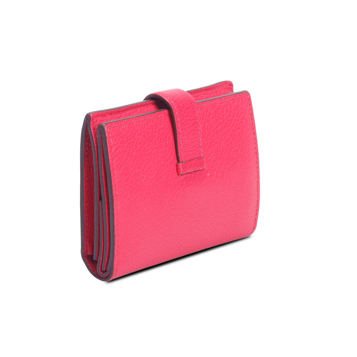 Hermes 2021 Rose Extreme Chevre Mysore Leather Mini Bearn Wallet