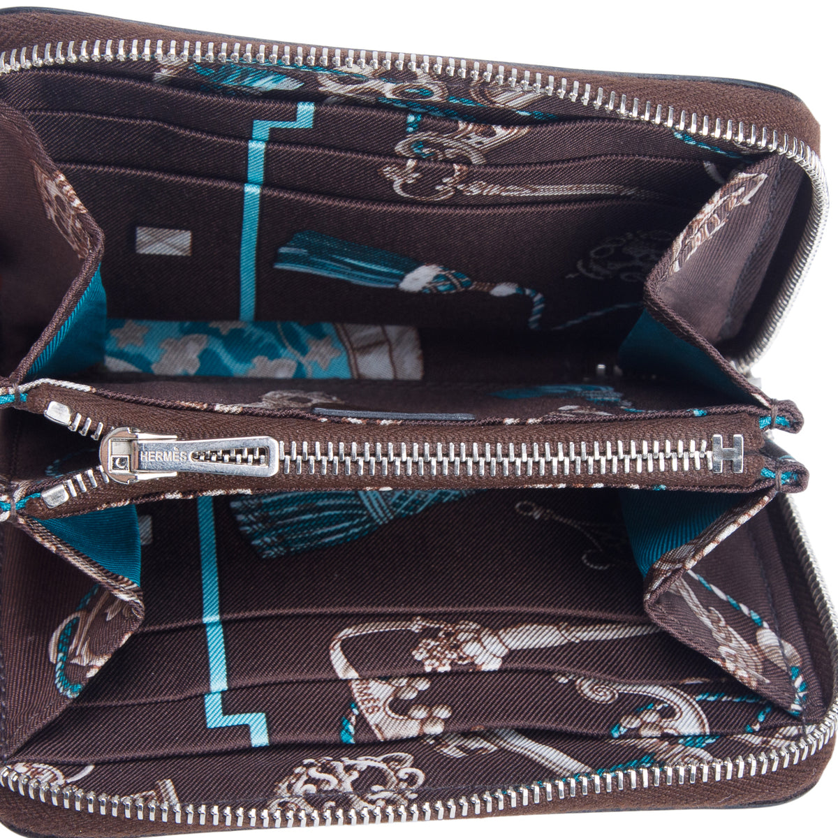 Hermes Moka Epsom Leather Silk'In Compact Wallet