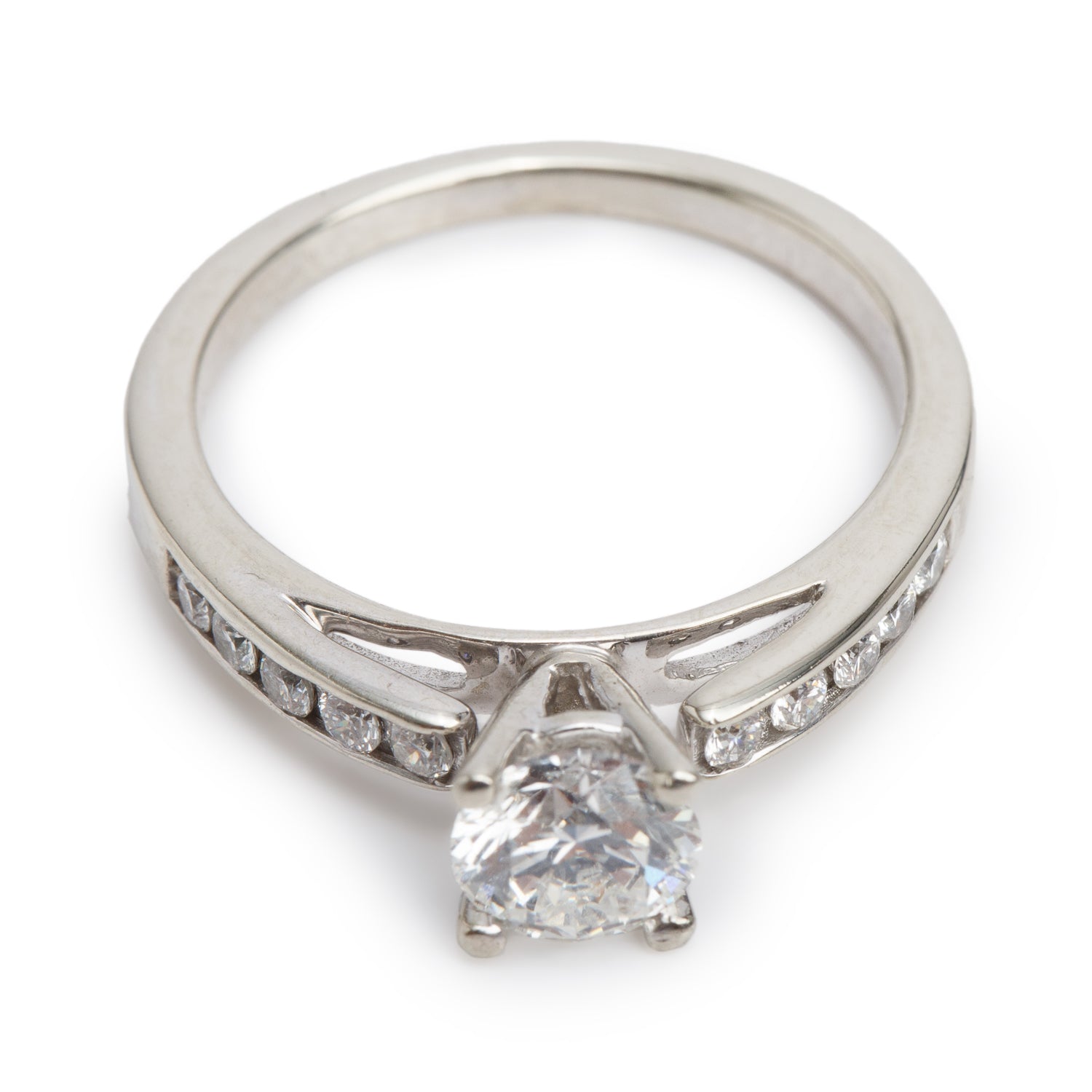 14k White Gold 1.07 ct. Round Cut Diamond Engagement Ring, Size 9 w/ GIA Certificate