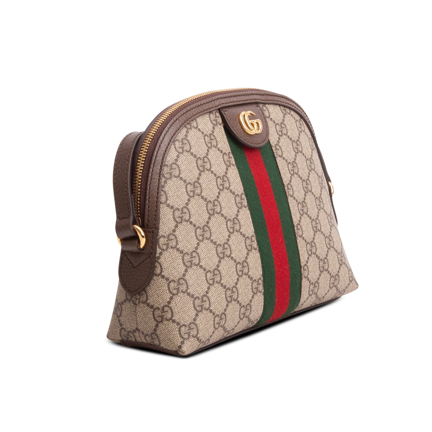 Gucci GG Supreme Monogram Textured Dollar Calfskin Web Small Ophidia Dome Shoulder Bag w/ Box