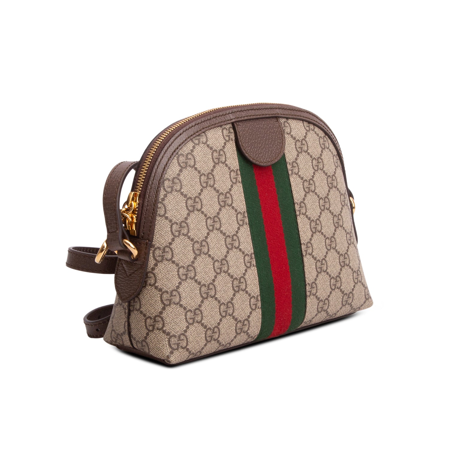 Gucci GG Supreme Monogram Textured Dollar Calfskin Web Small Ophidia Dome Shoulder Bag w/ Box