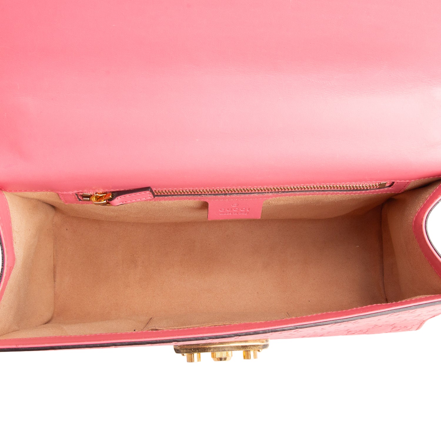 Gucci Pink GG Signature Leather Medium Padlock Shoulder Bag