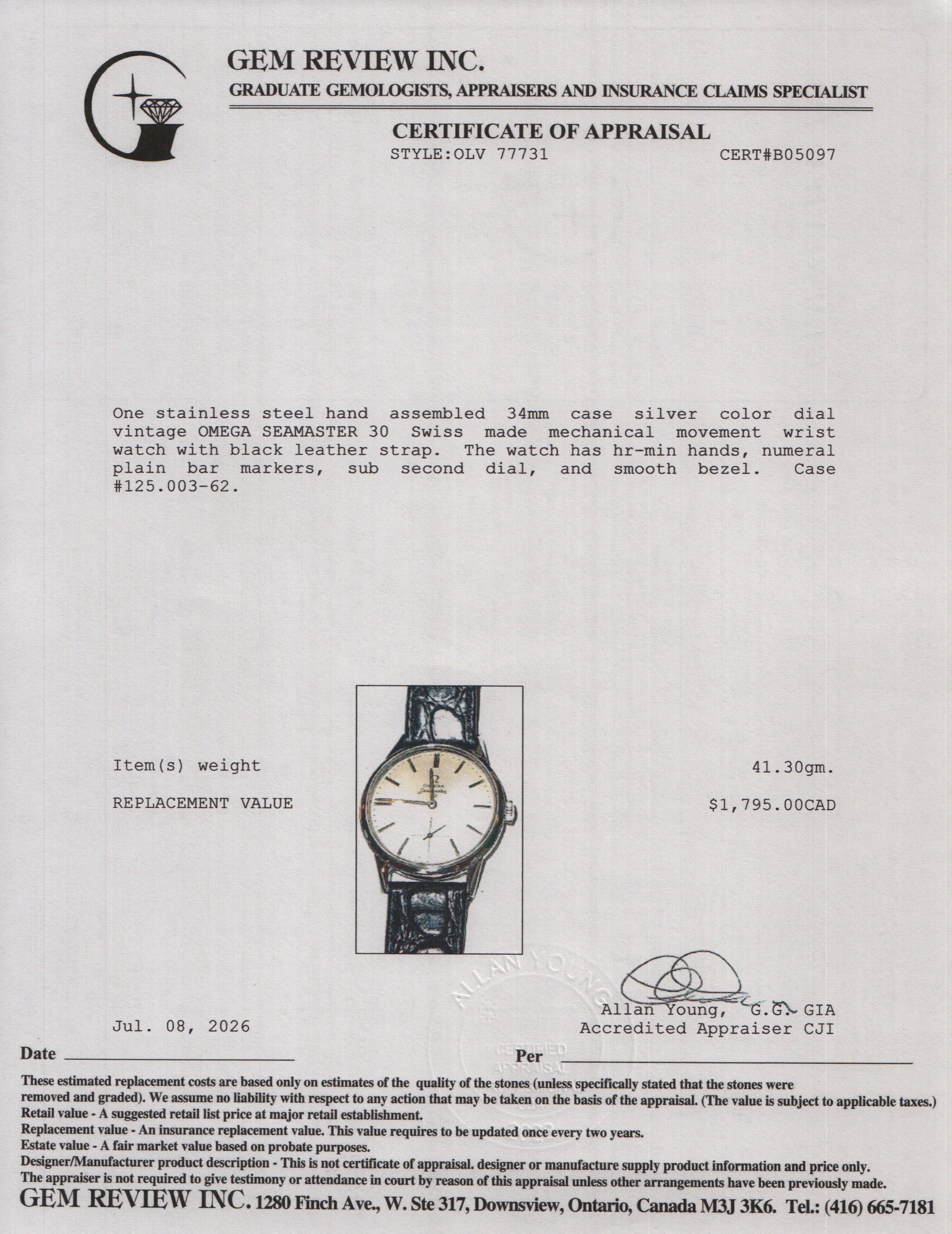 Omega Vintage Stainless Steel Seamaster 30 34 MM Manual Watch 125.003-62