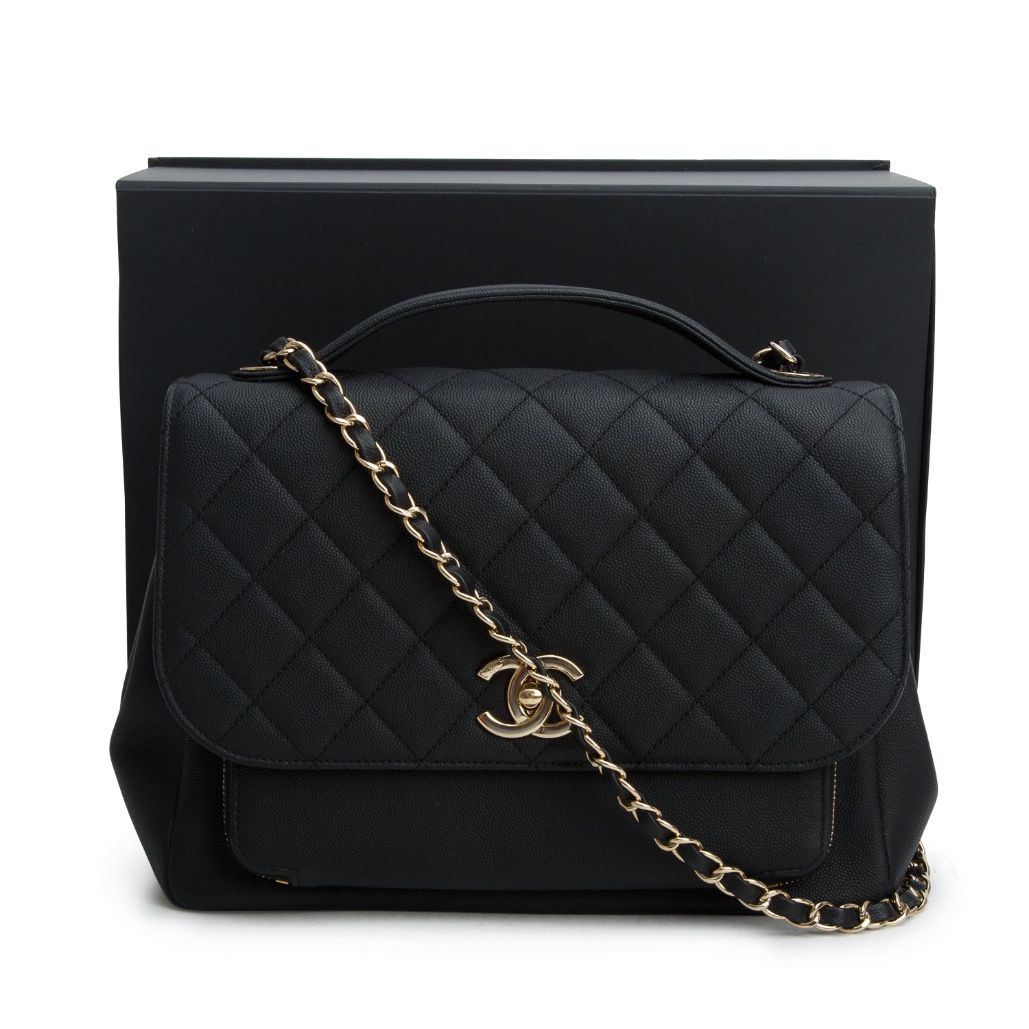 Chanel 2020 Black Caviar Quilted Large Business Affinity Flap w/ Box & Authenticity Card