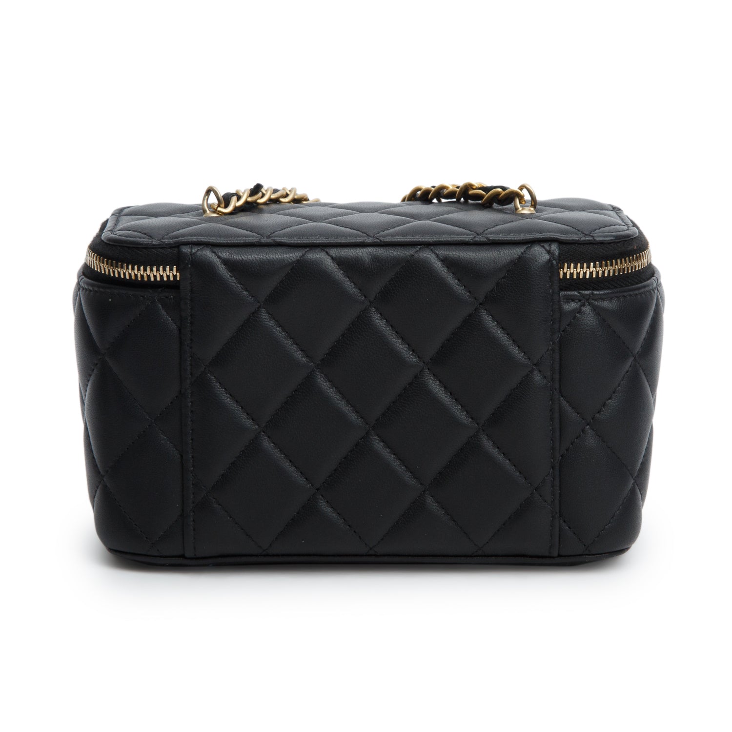 Chanel Black Lambskin Quilted Pearl Crush Small Vanity Case