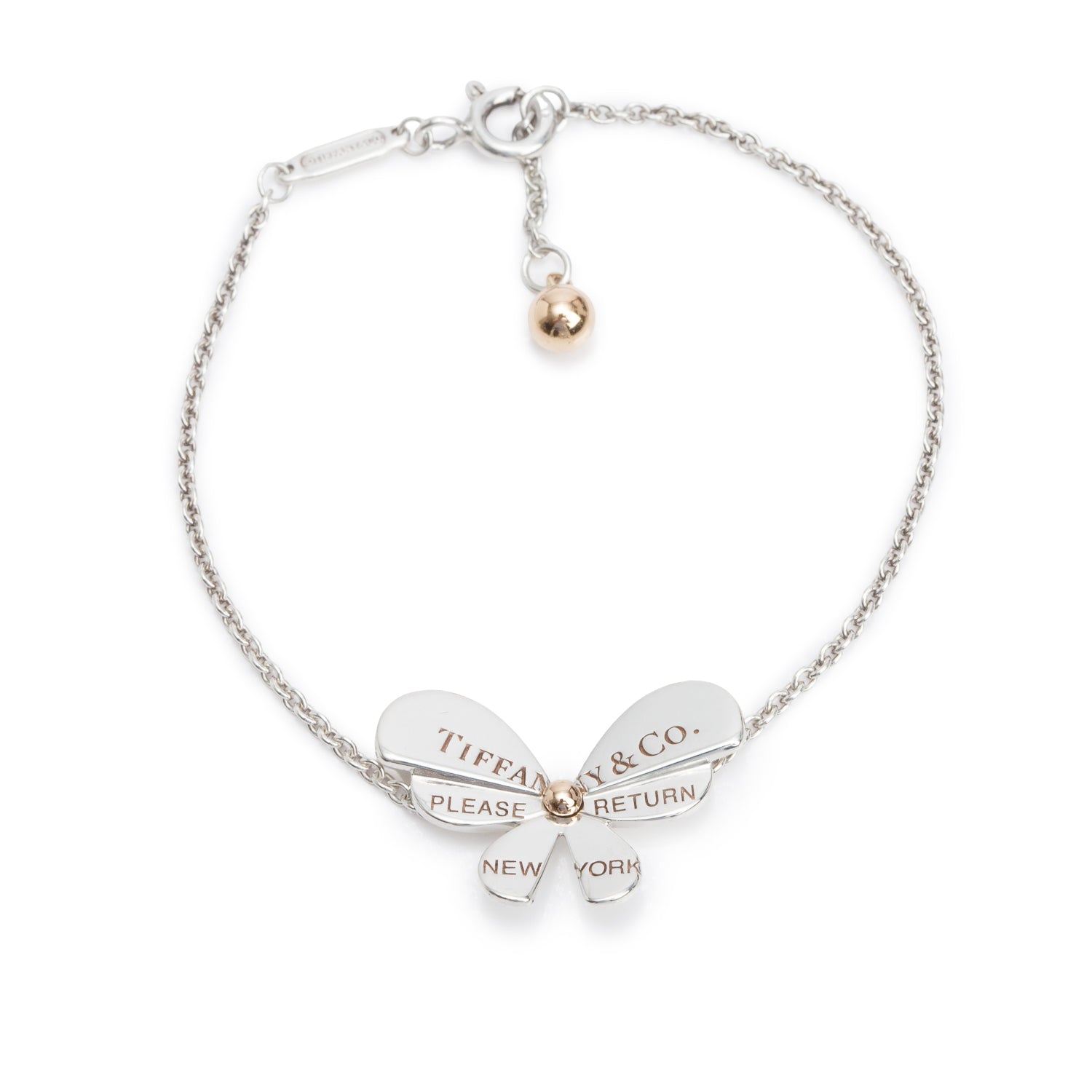 Tiffany & Co. Sterling Silver & 18k Rose Gold Love Bugs Butterfly Station Bracelet