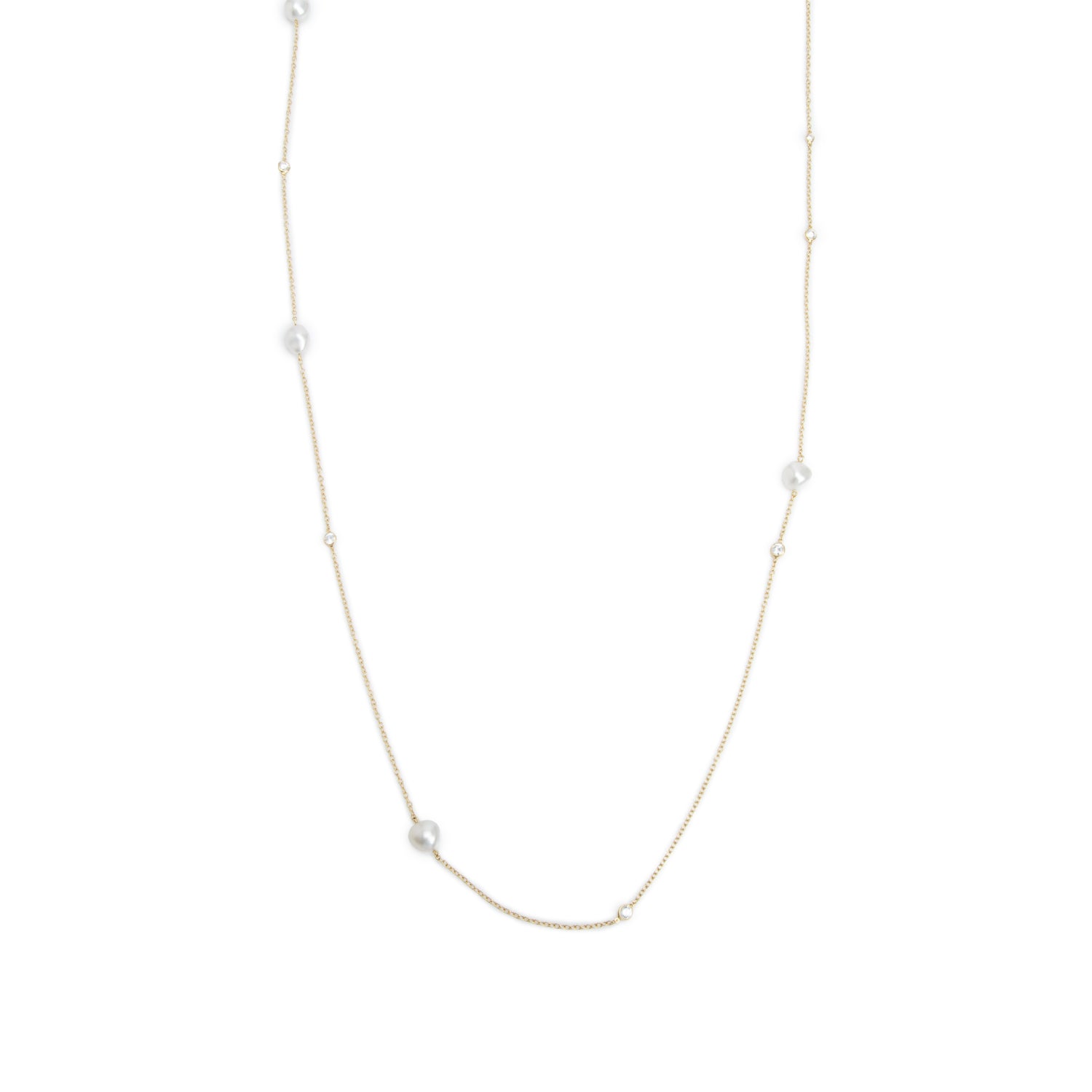 Tiffany & Co. Elsa Peretti 18k Yellow Gold Diamond & Pearls by the Yard Sprinkle Necklace w/ Box