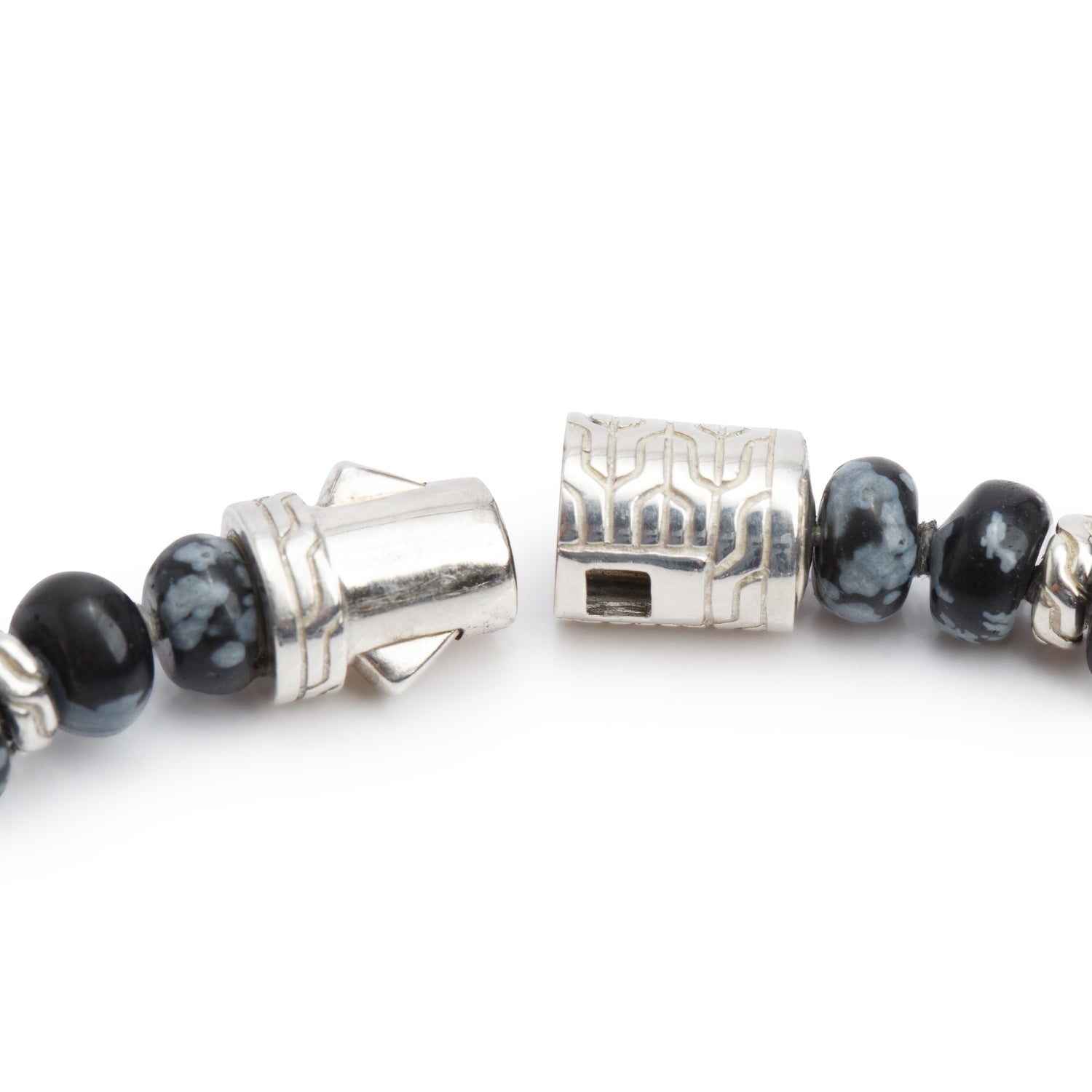 John Hardy Sterling Silver Classic Chain Snowflake Obsidian Bead Bracelet