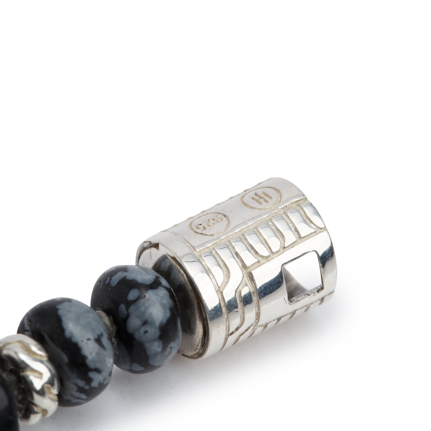 John Hardy Sterling Silver Classic Chain Snowflake Obsidian Bead Bracelet