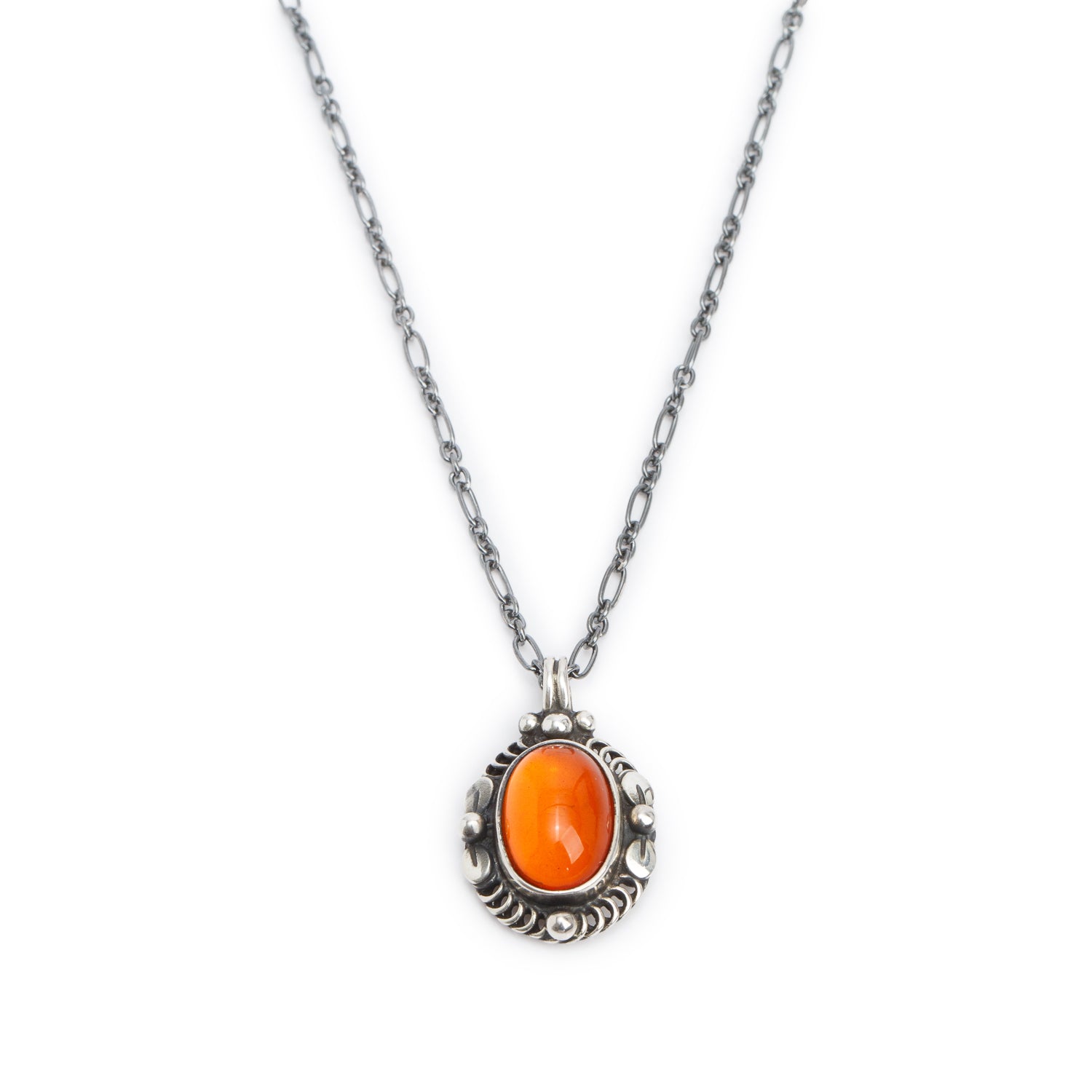 Georg Jensen Sterling Silver Amber 1995 Pendant Necklace