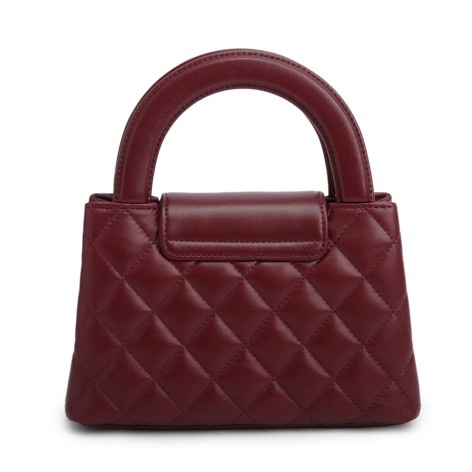 Chanel Burgundy Shiny Aged Calfskin Quilted Nano Kelly Shopper w/ Box