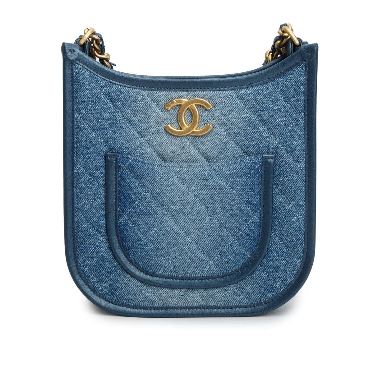 Chanel 2024 Blue Washed Denim Quilted Small Hobo w/ Box & Receipt