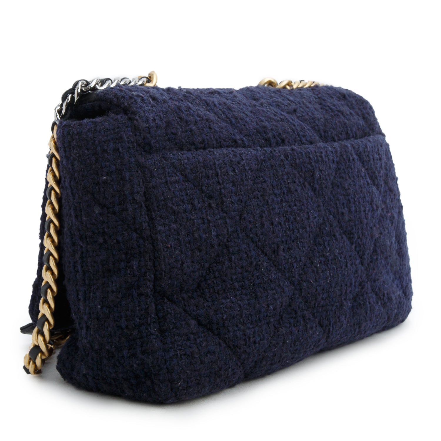 Chanel 2020 Navy Tweed Quilted Maxi Chanel 19 Flap