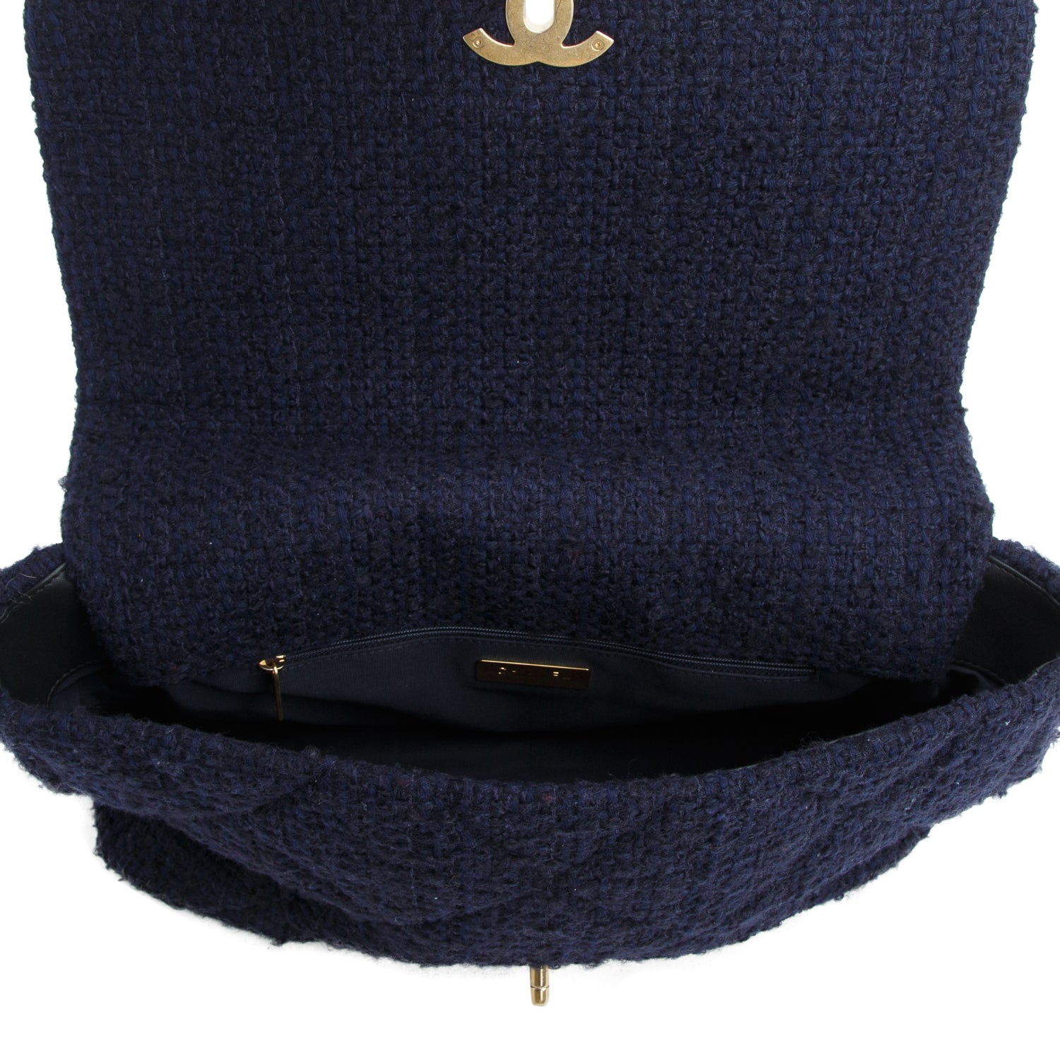 Chanel 2020 Navy Tweed Quilted Maxi Chanel 19 Flap