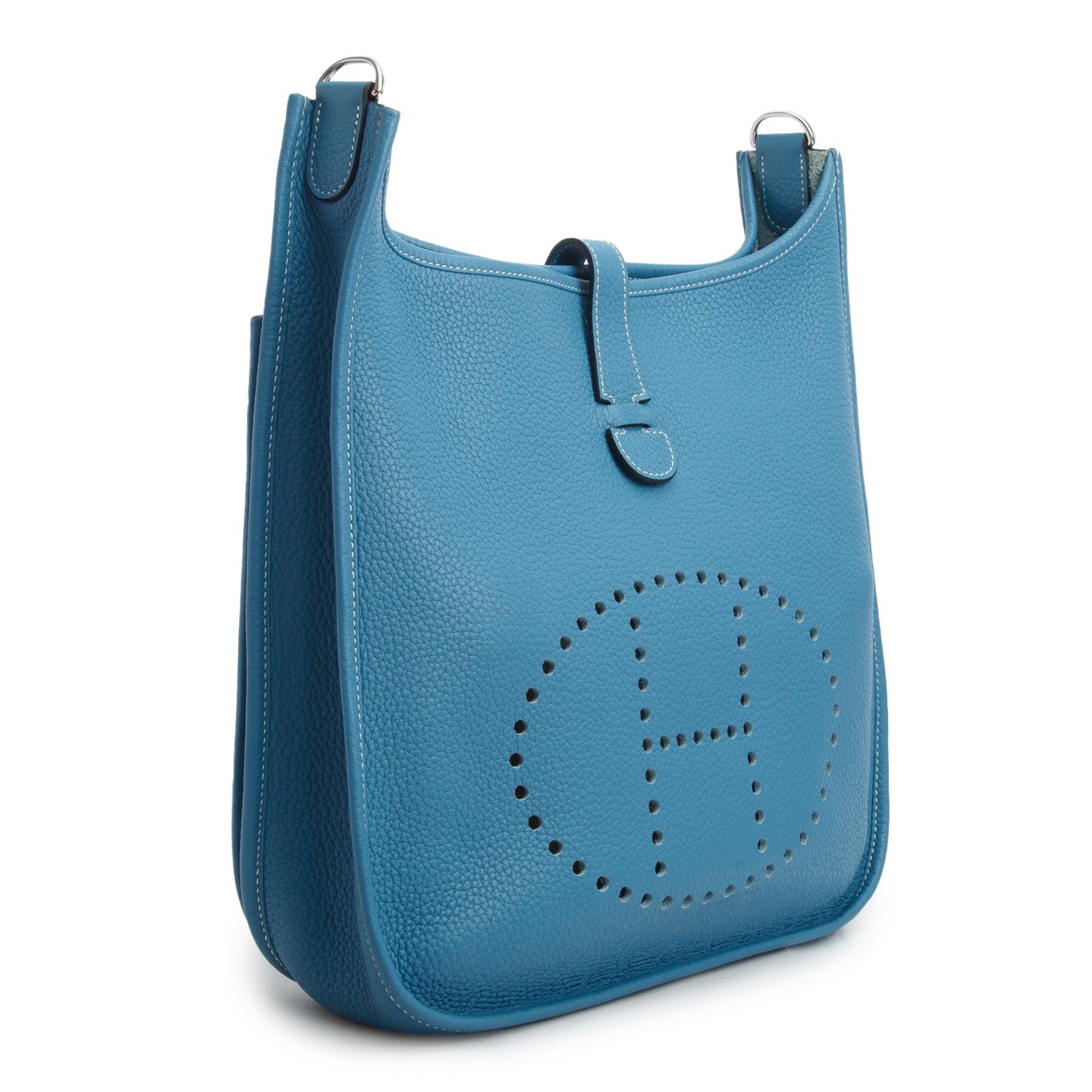Hermes Blue Jean Taurillon Clemence Evelyne III 33 w/ Box