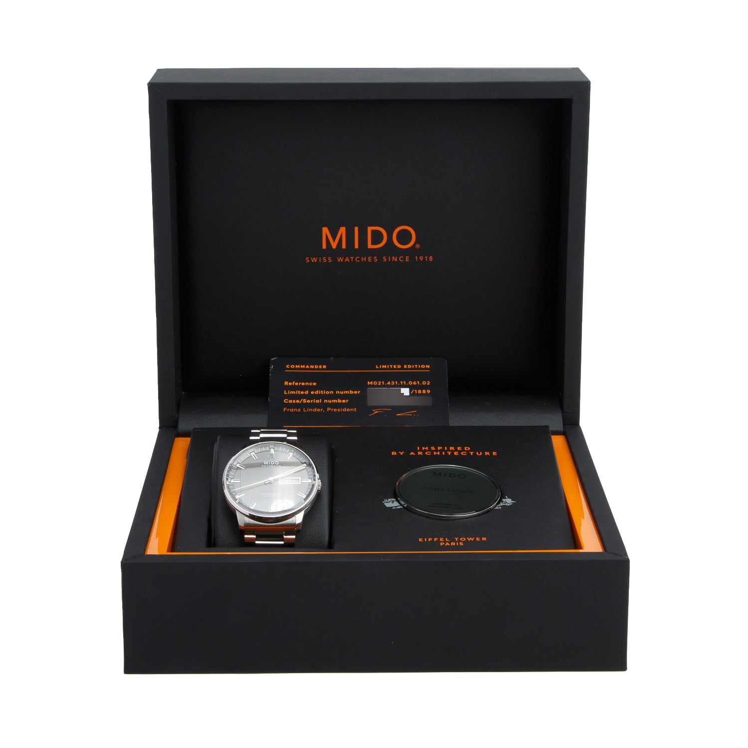 Mido 2026 Limited Edition Stainless Steel Commander Chronometer 40 MM Day Date Automatic Watch Grey Dial w/ Box & Papers