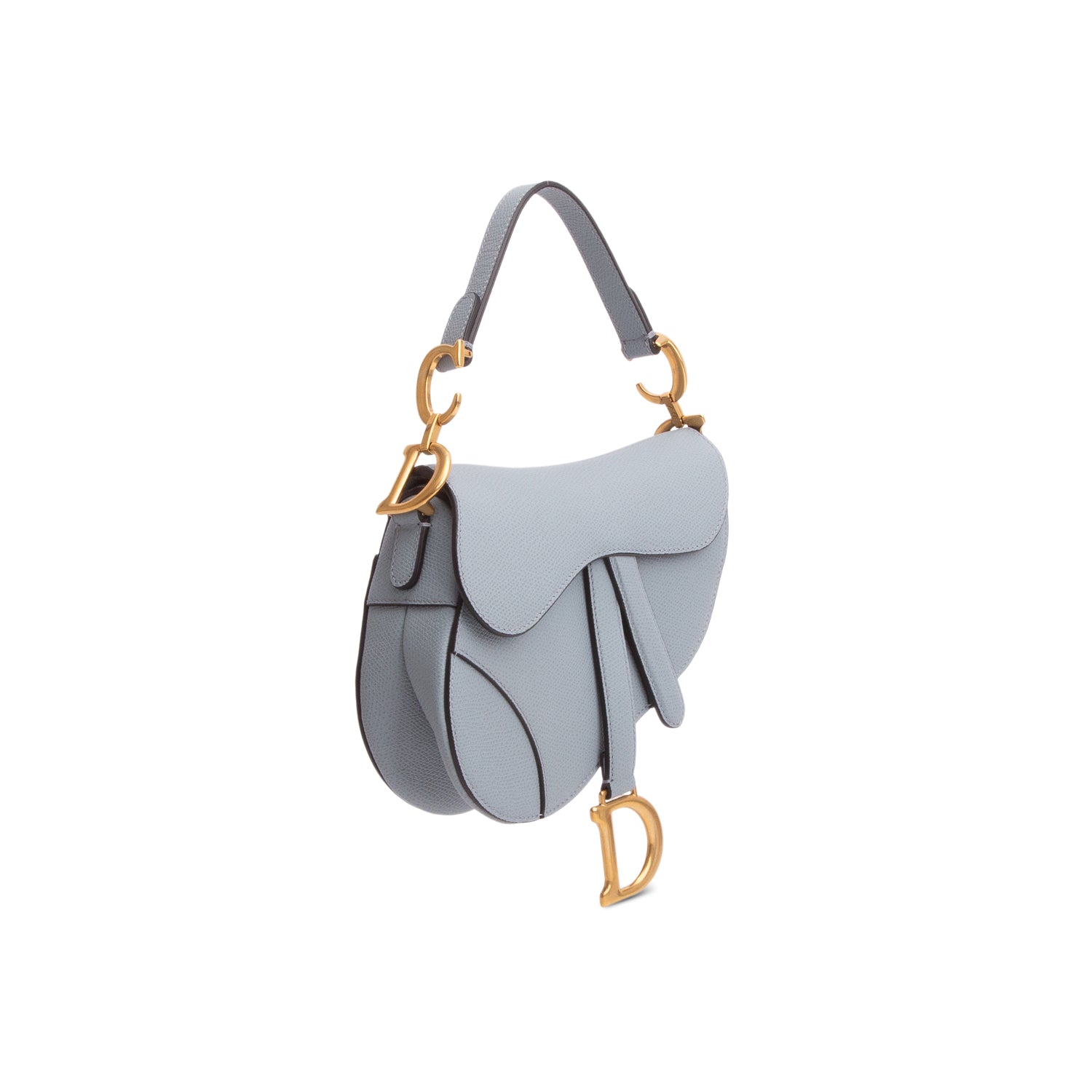 Christian Dior Blue Grained Calfskin Mini Saddle Bag