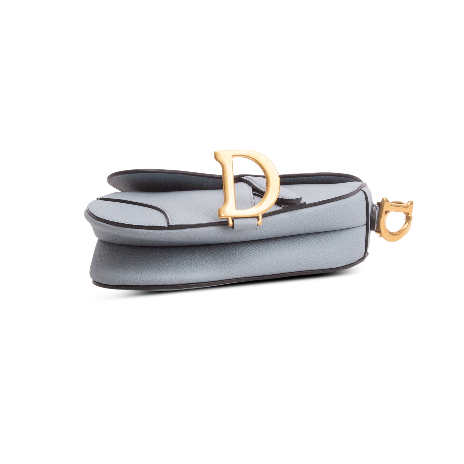 Christian Dior Blue Grained Calfskin Mini Saddle Bag