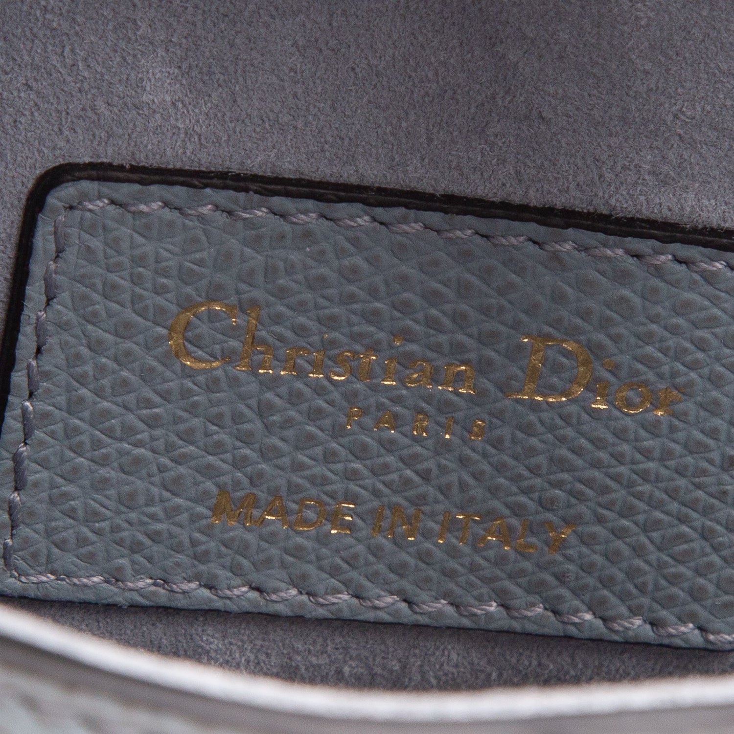 Christian Dior Blue Grained Calfskin Mini Saddle Bag
