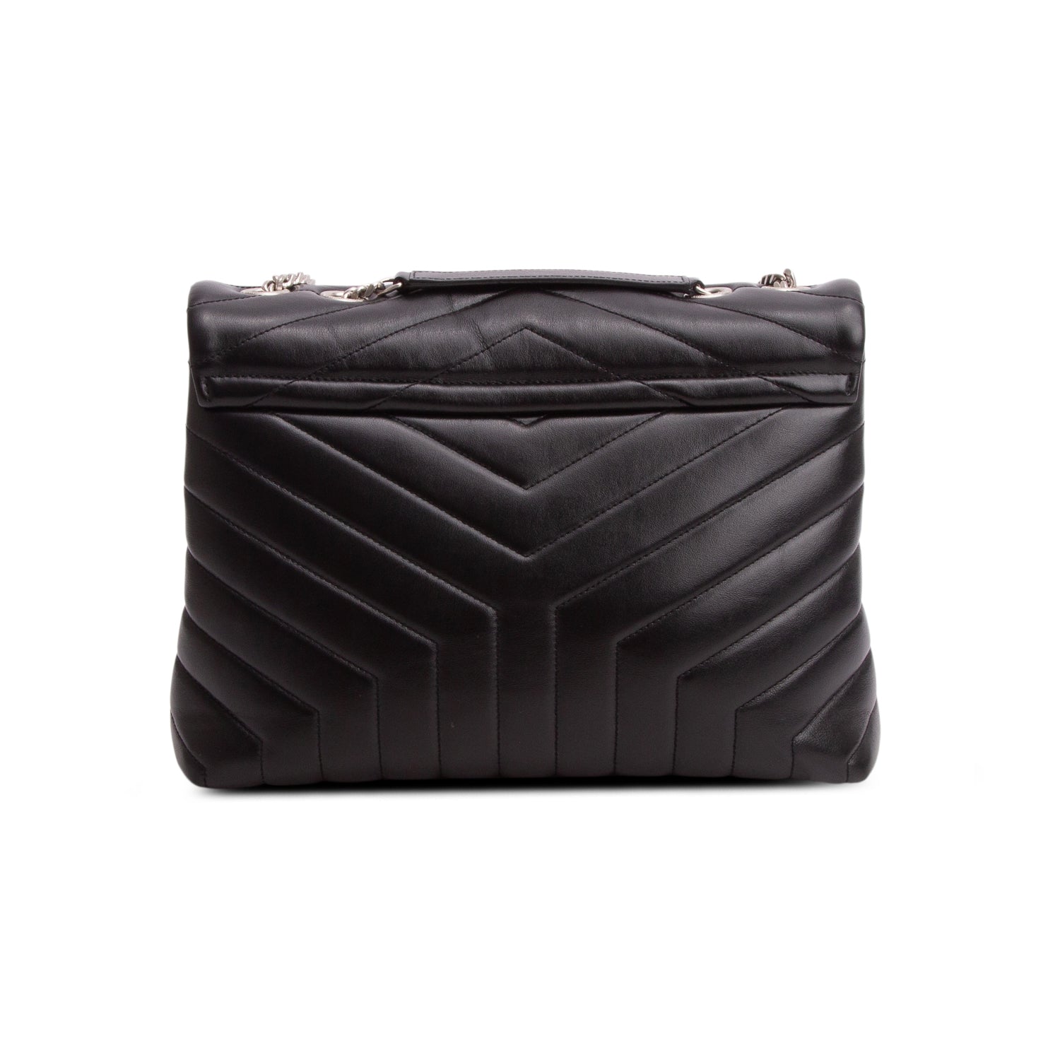 Saint Laurent Black Calfskin Y Quilted Monogram Medium Loulou Chain Satchel