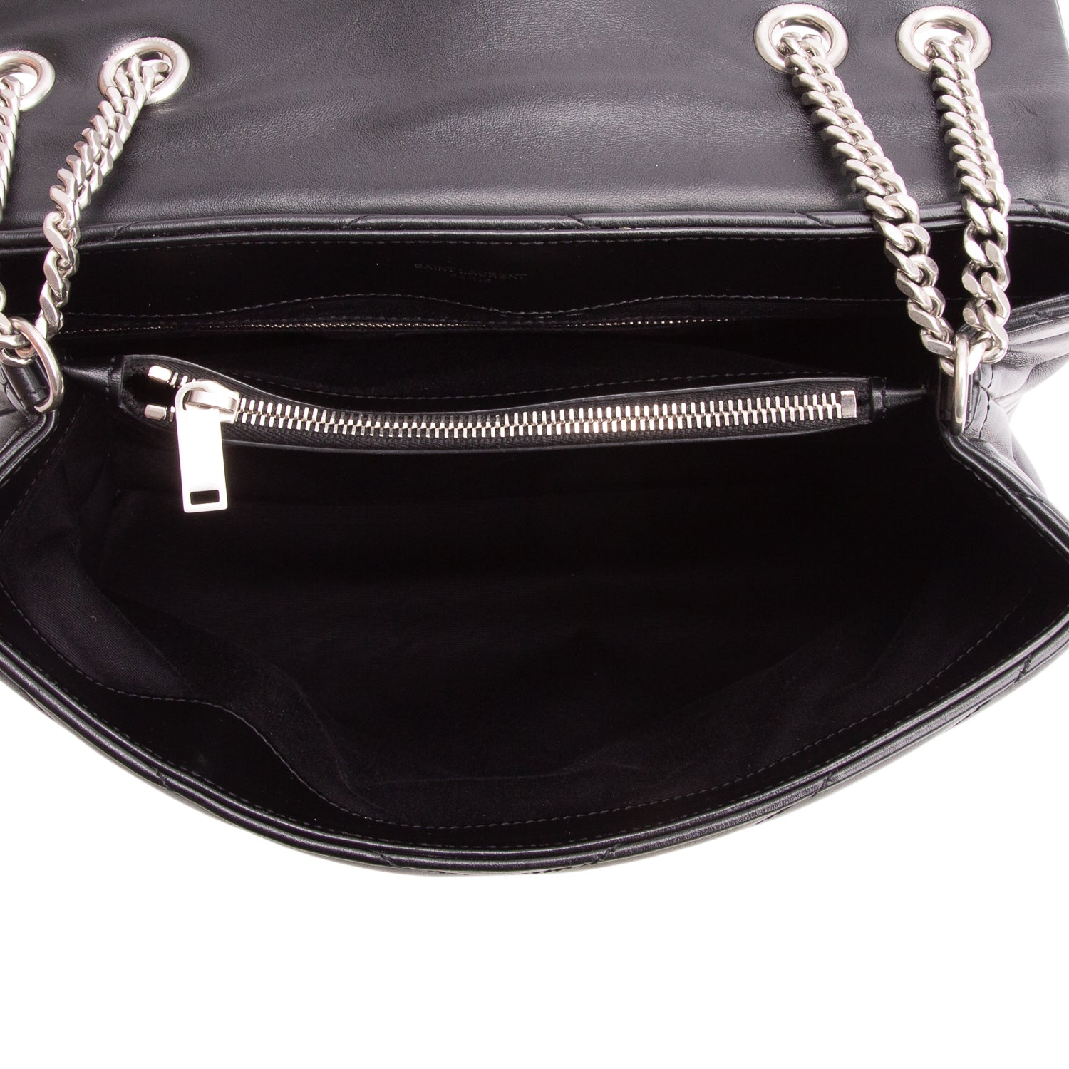 Saint Laurent Black Calfskin Y Quilted Monogram Medium Loulou Chain Satchel
