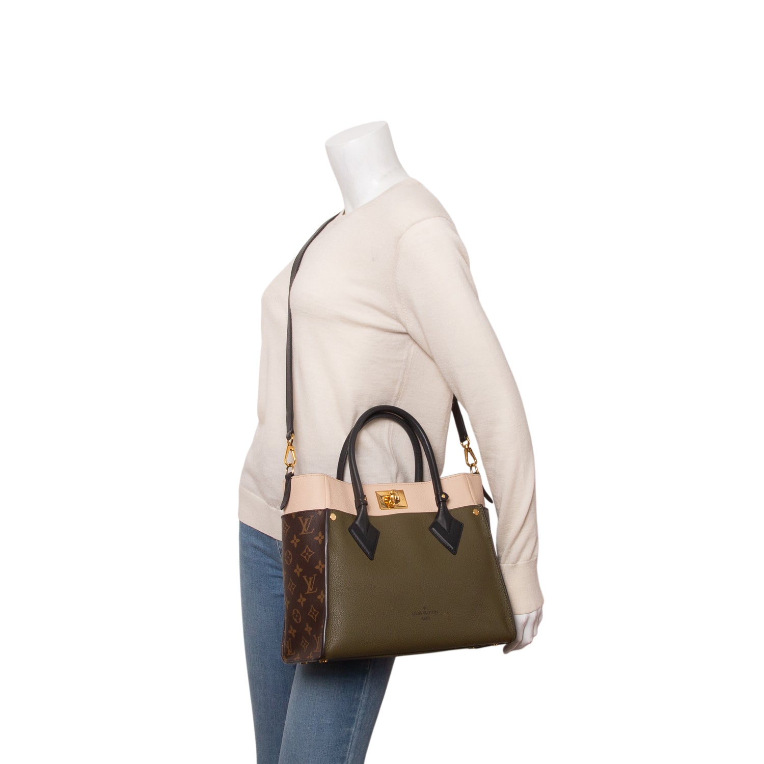 Louis Vuitton Green Calfskin Monogram On My Side MM w/ Strap