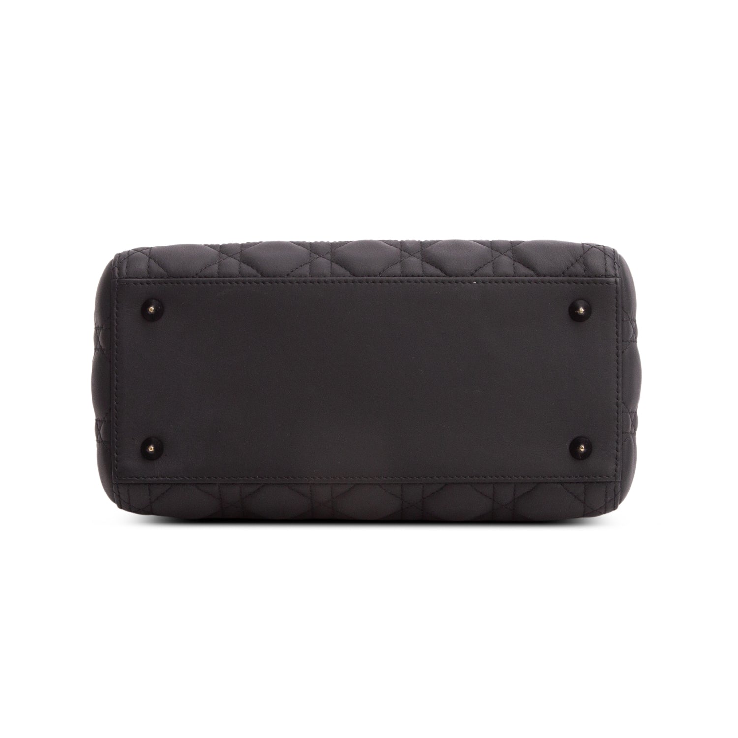 Christian Dior Black Ultra Matte Calfskin Cannage Medium Lady Dior w/ Authenticity Card & Strap