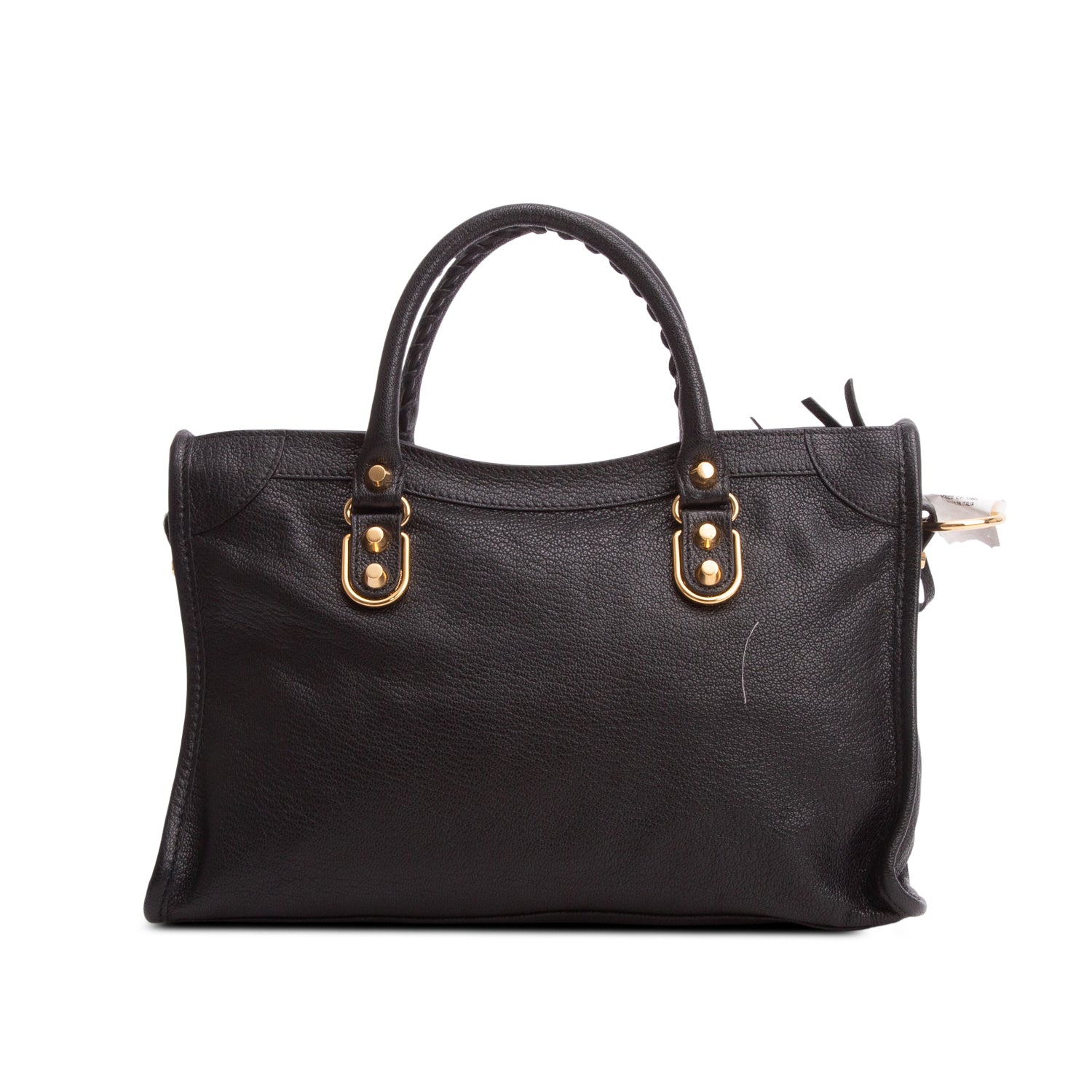Balenciaga Black Agneau Arena Gold Hardware Small Le City Bag w/ Strap