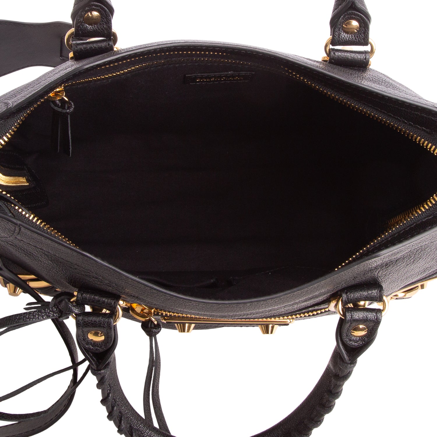 Balenciaga Black Agneau Arena Gold Hardware Small Le City Bag w/ Strap