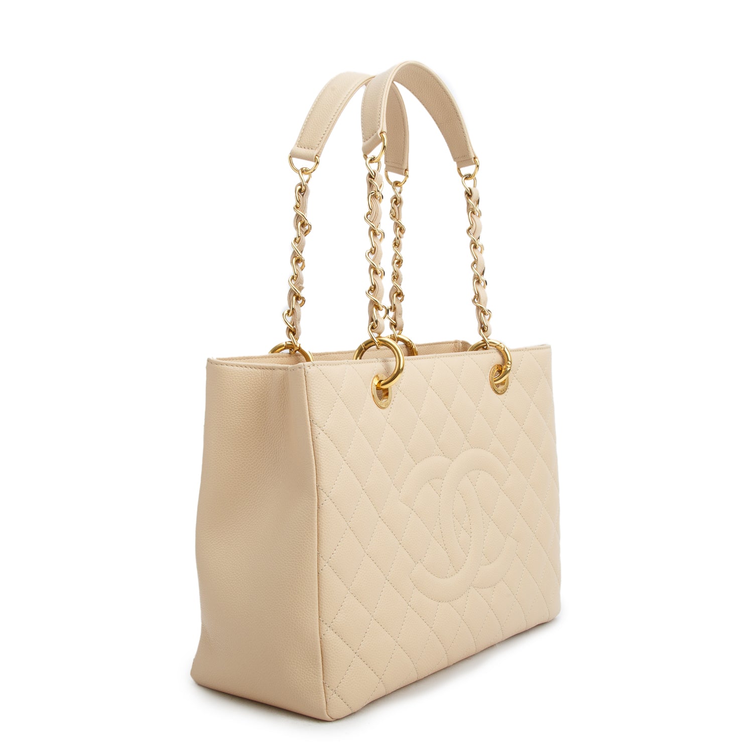 Chanel Beige Caviar Leather Grand Shopping Tote (GST) w/ Box & Authenticity Card