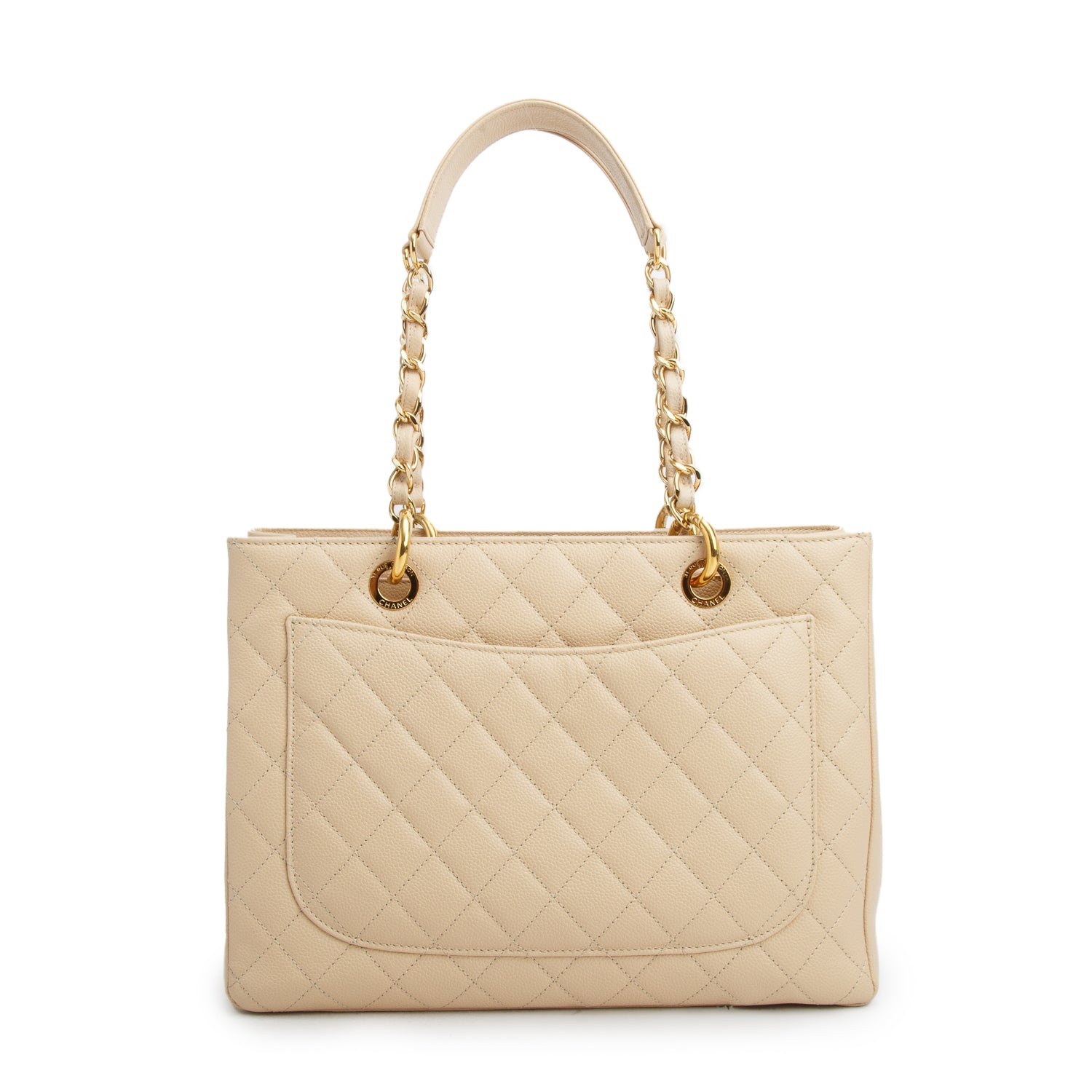 Chanel Beige Caviar Leather Grand Shopping Tote (GST) w/ Box & Authenticity Card