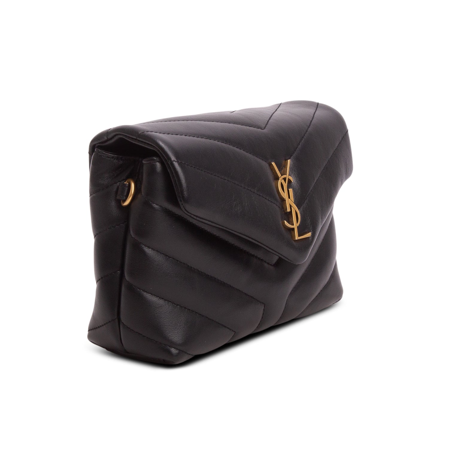 Saint Laurent Black Calfskin Y Quilted Monogram Toy Loulou Crossbody Bag w/ Box