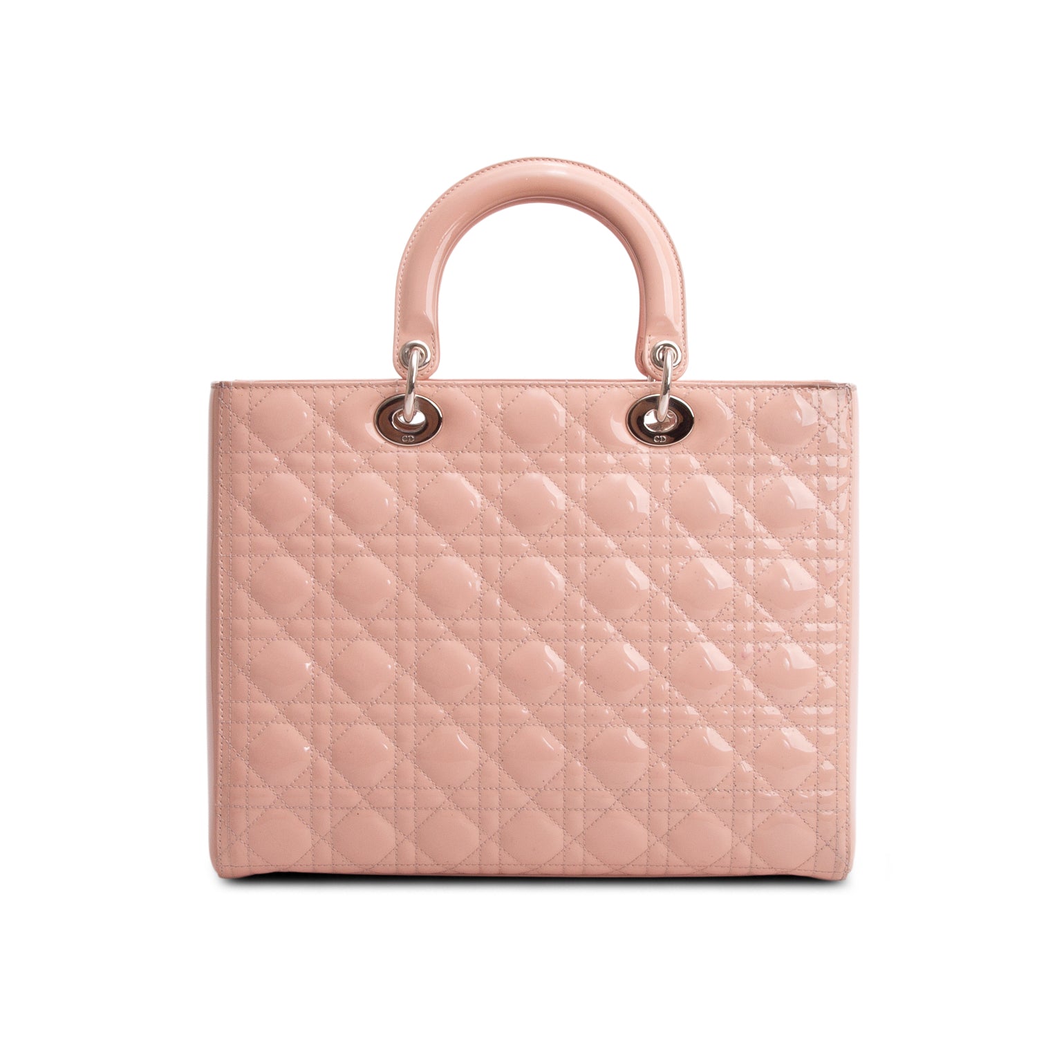 Christian Dior Pink Cannage Patent Leather Large Lady Dior w/ Strap