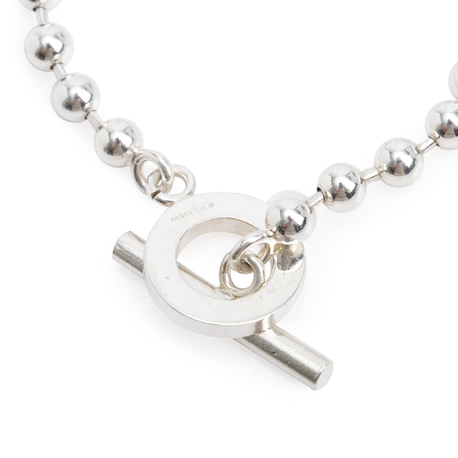 Gucci Sterling Silver Boule Chain Toggle Bracelet