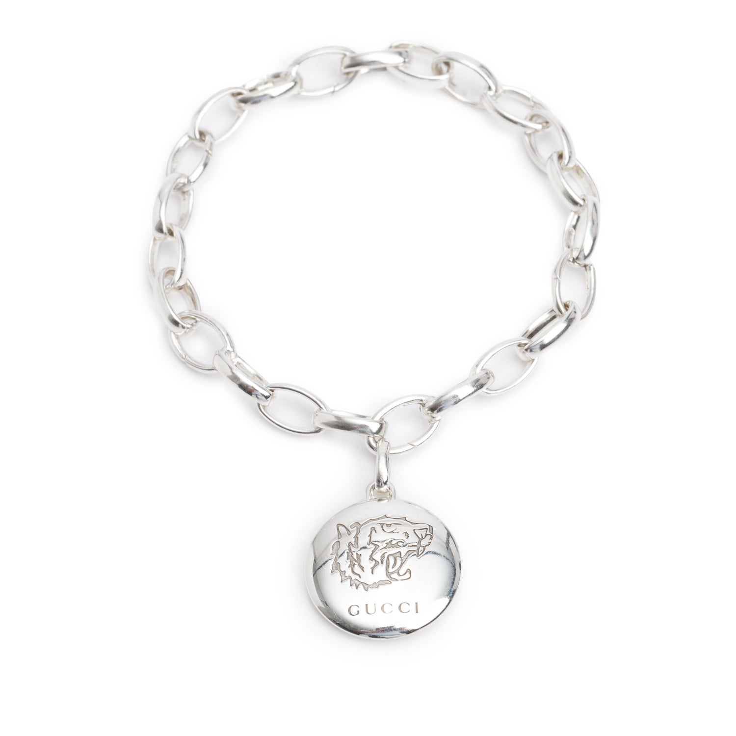 Gucci Sterling Silver Tiger Blind for Love Charm Bracelet
