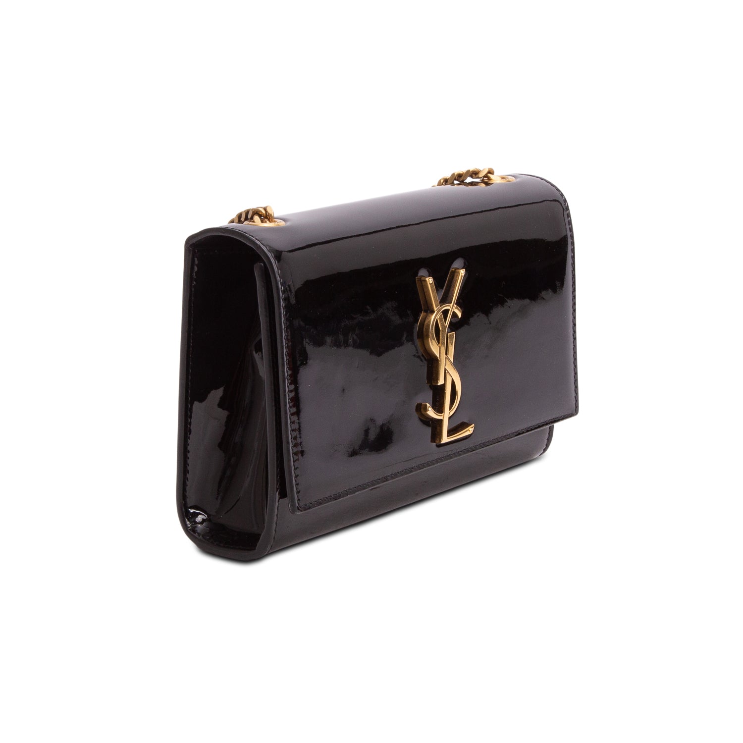 Saint Laurent Black Patent Leather Small Kate Chain Bag