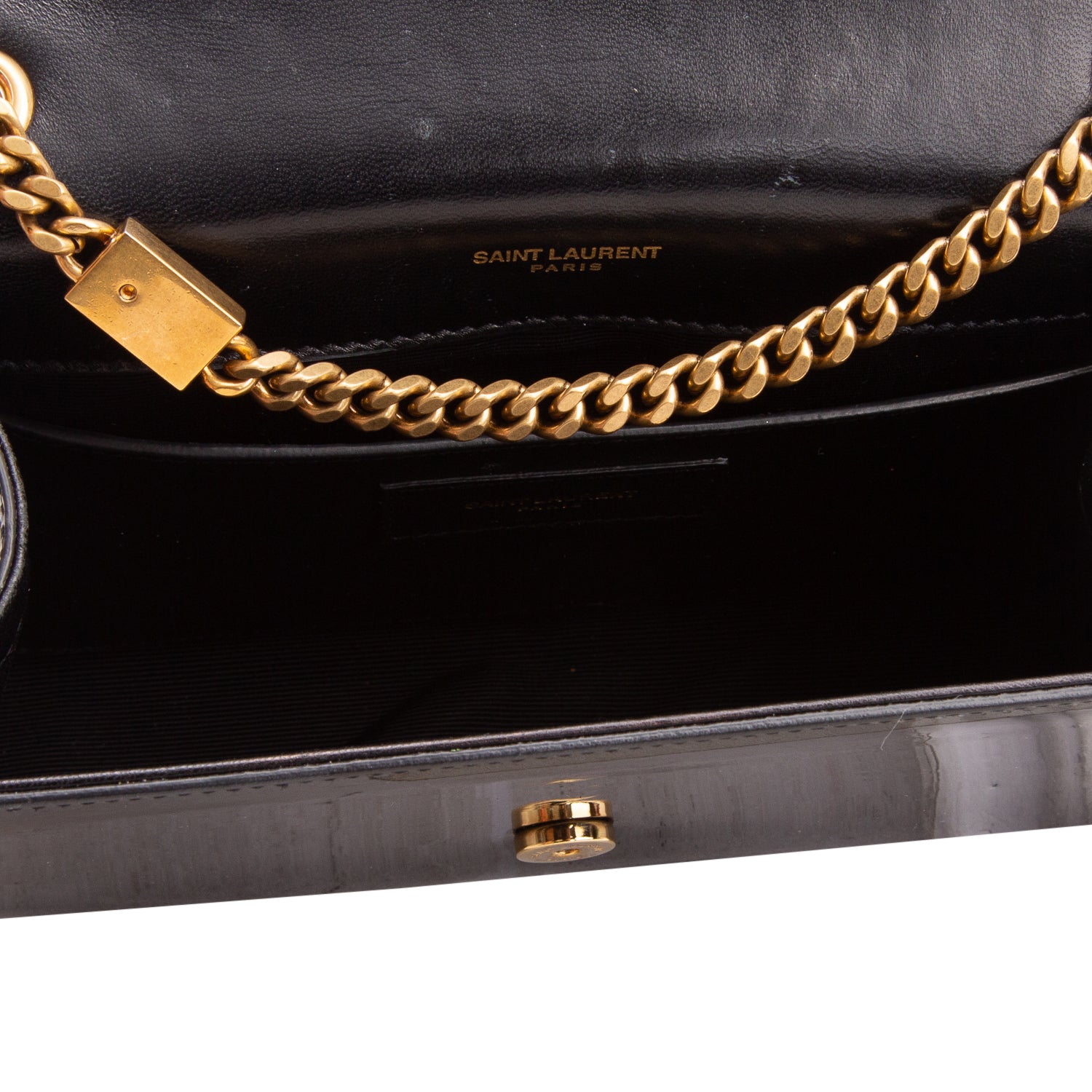 Saint Laurent Black Patent Leather Small Kate Chain Bag