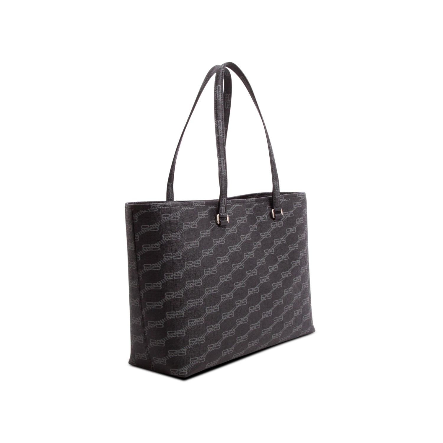 Balenciaga Black Coated Canvas BB Monogram Medium Signature East West Shopper Bag