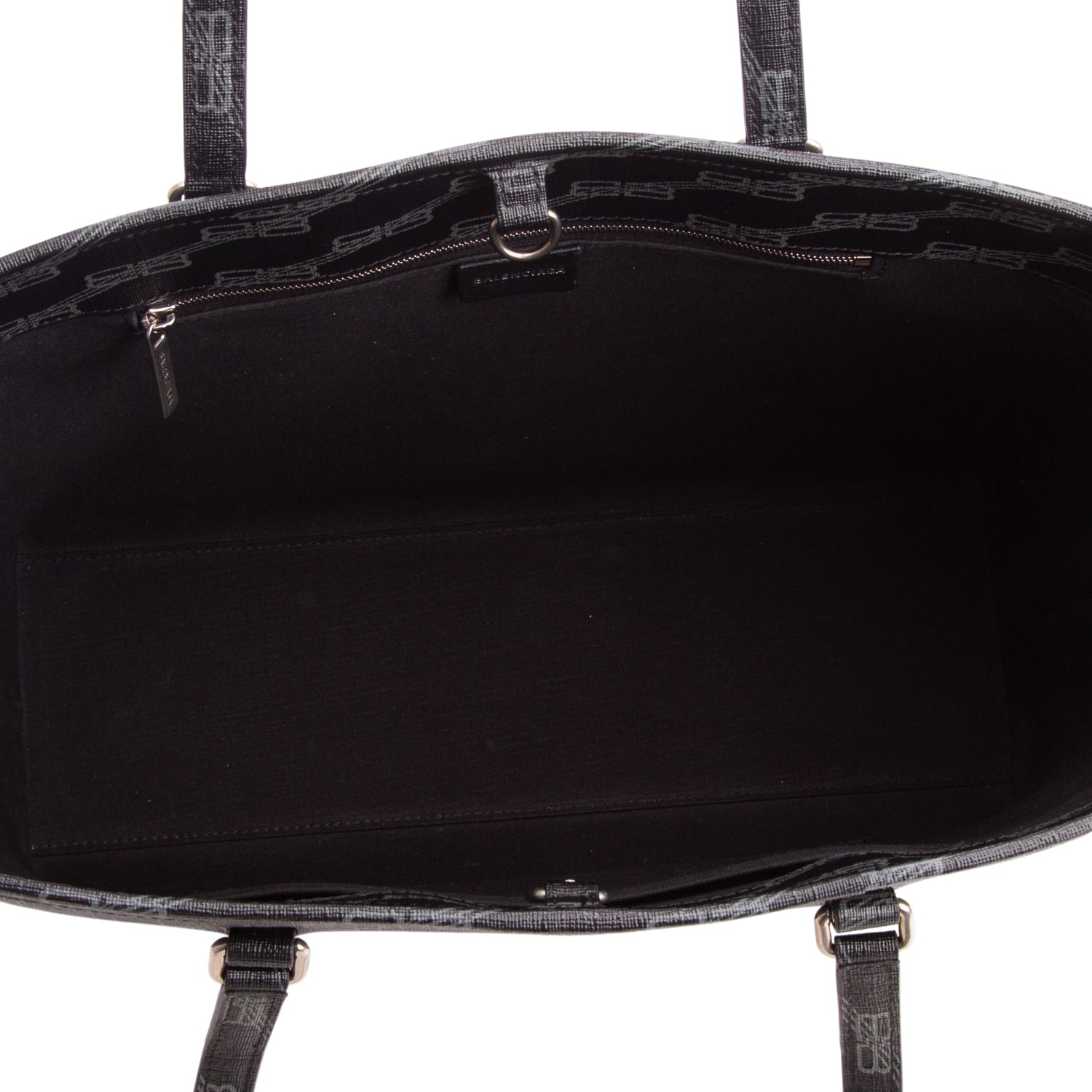 Balenciaga Black Coated Canvas BB Monogram Medium Signature East West Shopper Bag