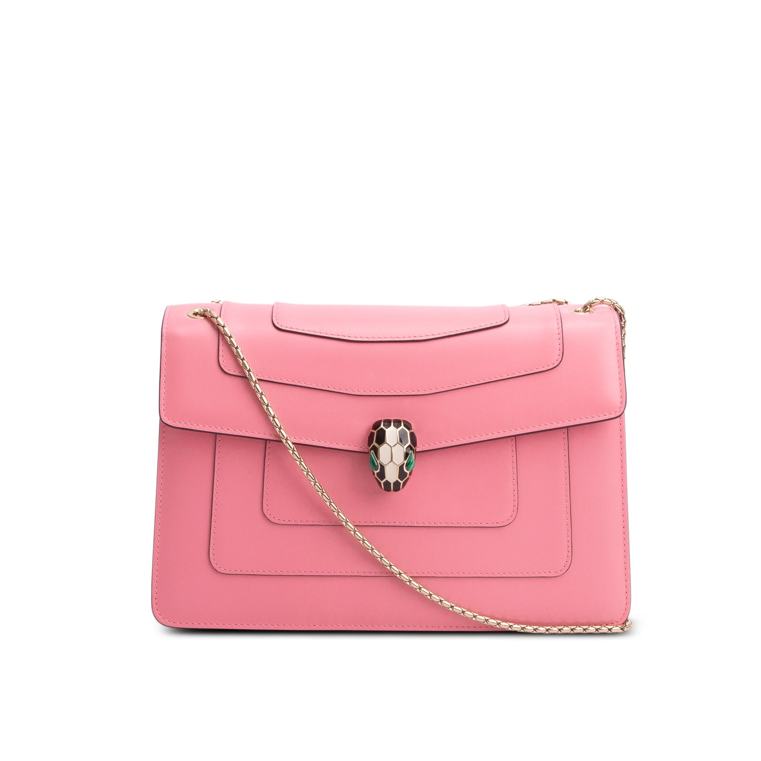 Bulgari Pink Calfskin Leather Medium Serpenti Forever Bag