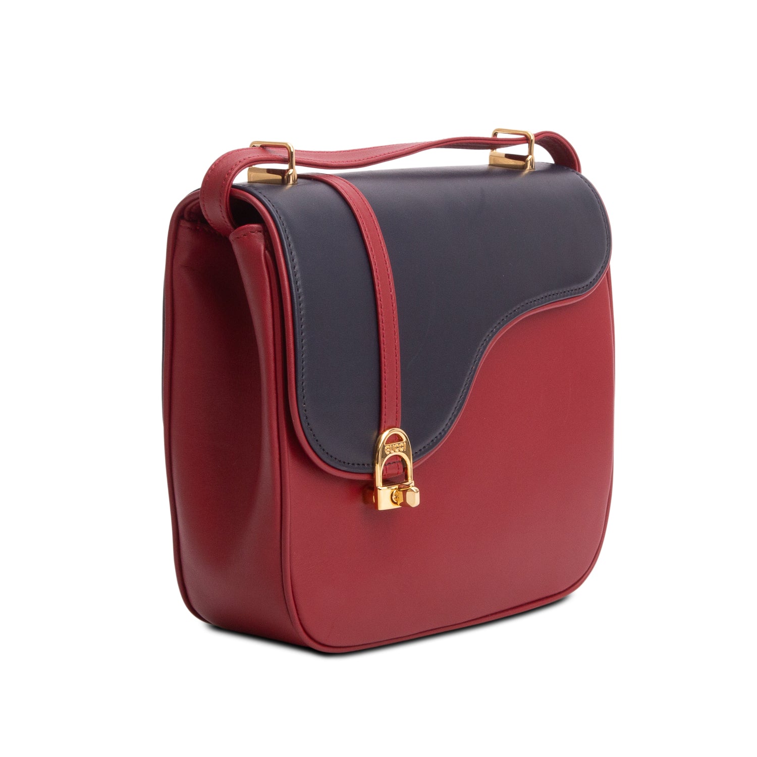 Gucci Navy/Red Calfskin Equestrian Shoulder Bag