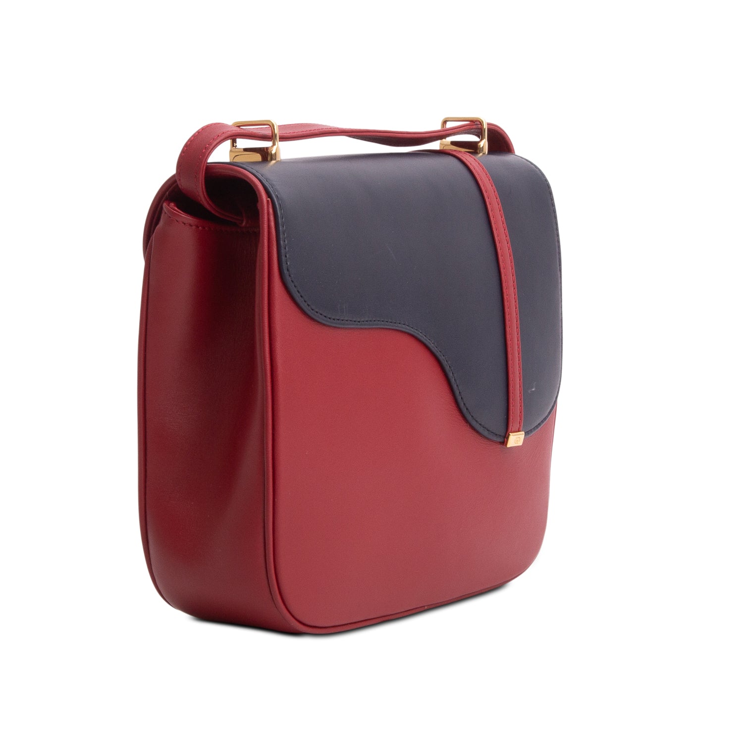 Gucci Navy/Red Calfskin Equestrian Shoulder Bag