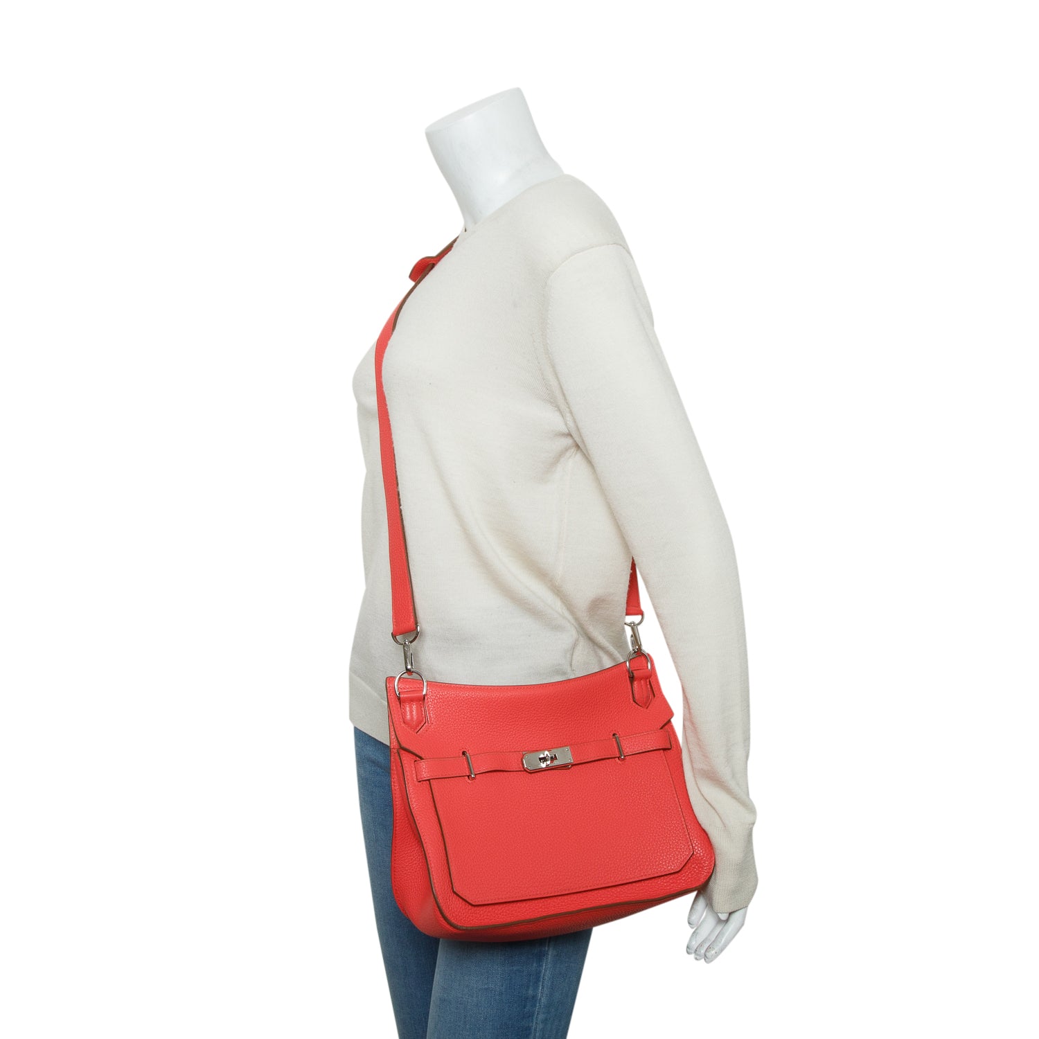 Hermes Rose Texas Taurillon Clemence Leather Jypsiere 28