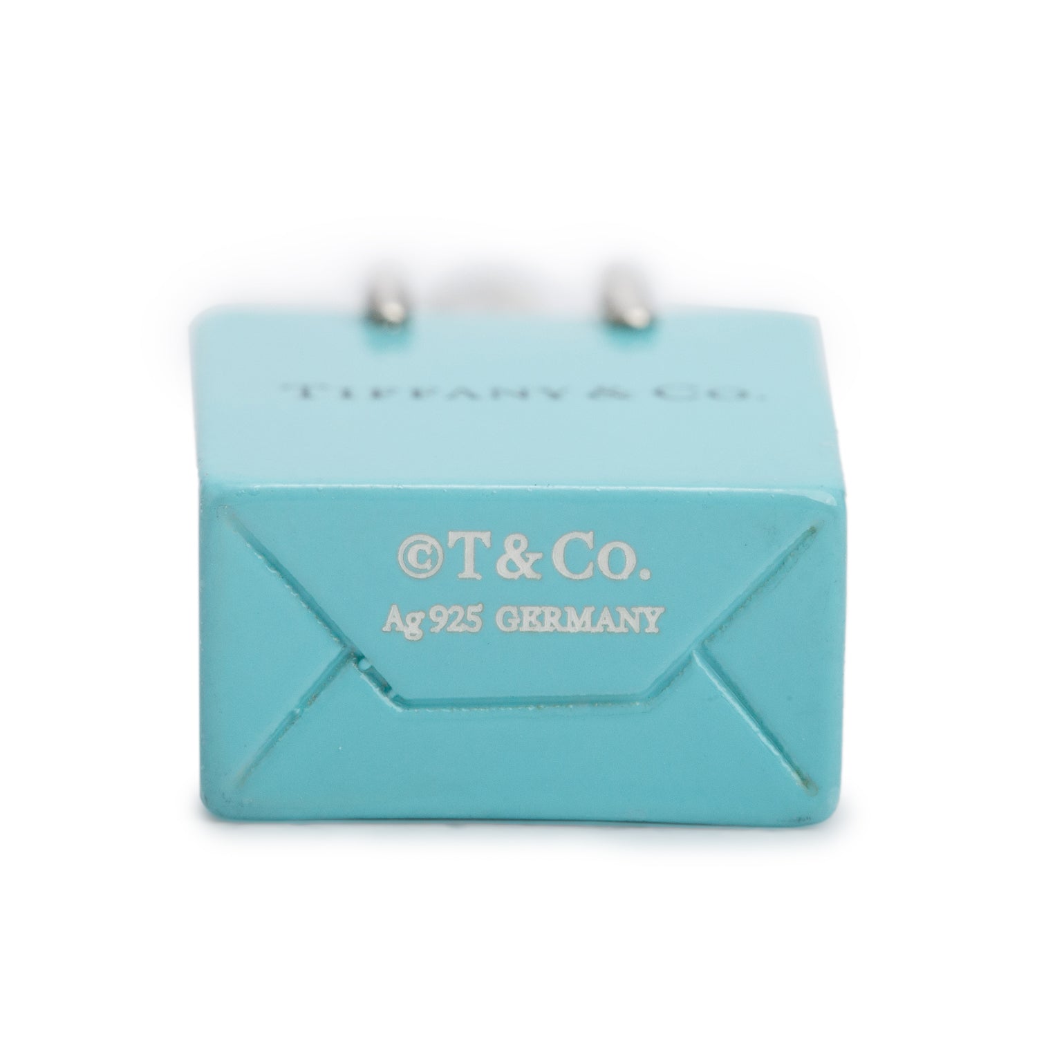 Tiffany & Co. Sterling Silver Blue Enamel Shopping Bag Charm