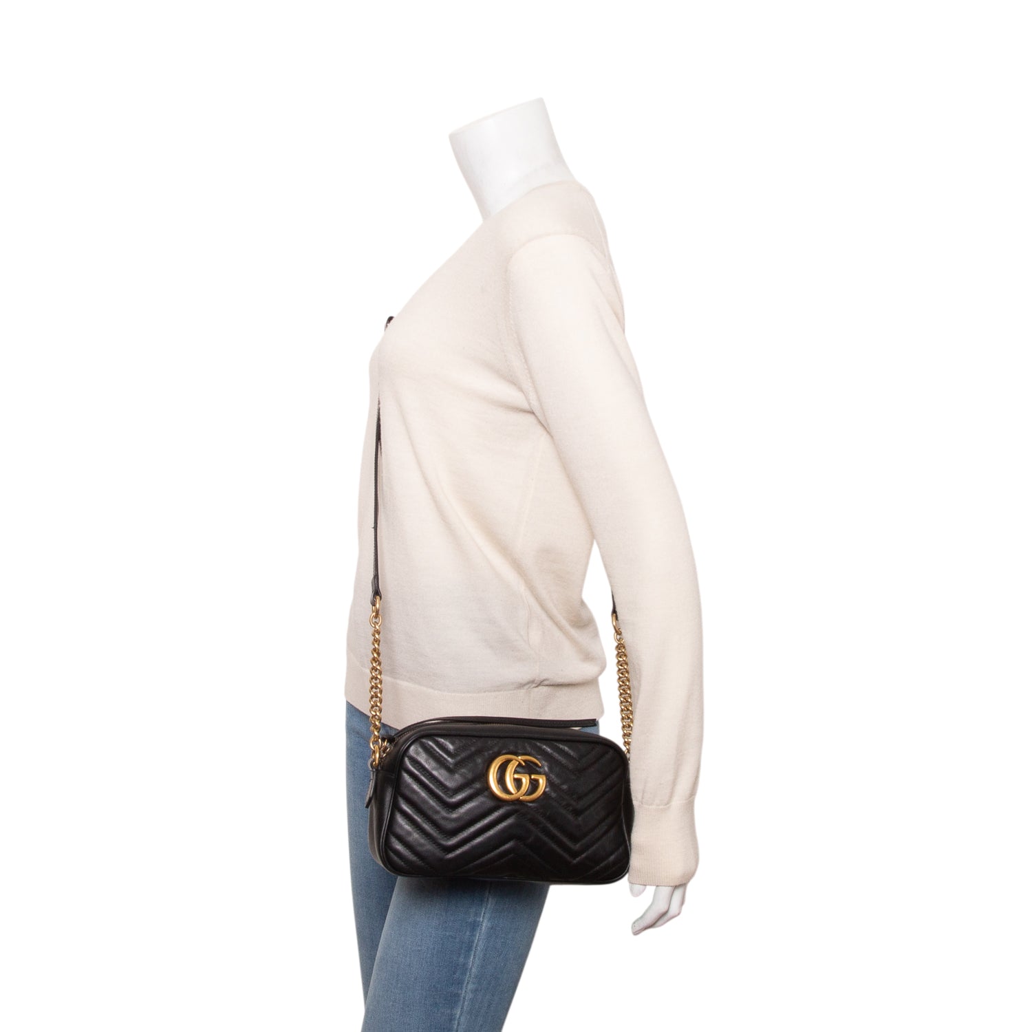 Gucci Black GG Marmont Matelasse Small Camera Bag