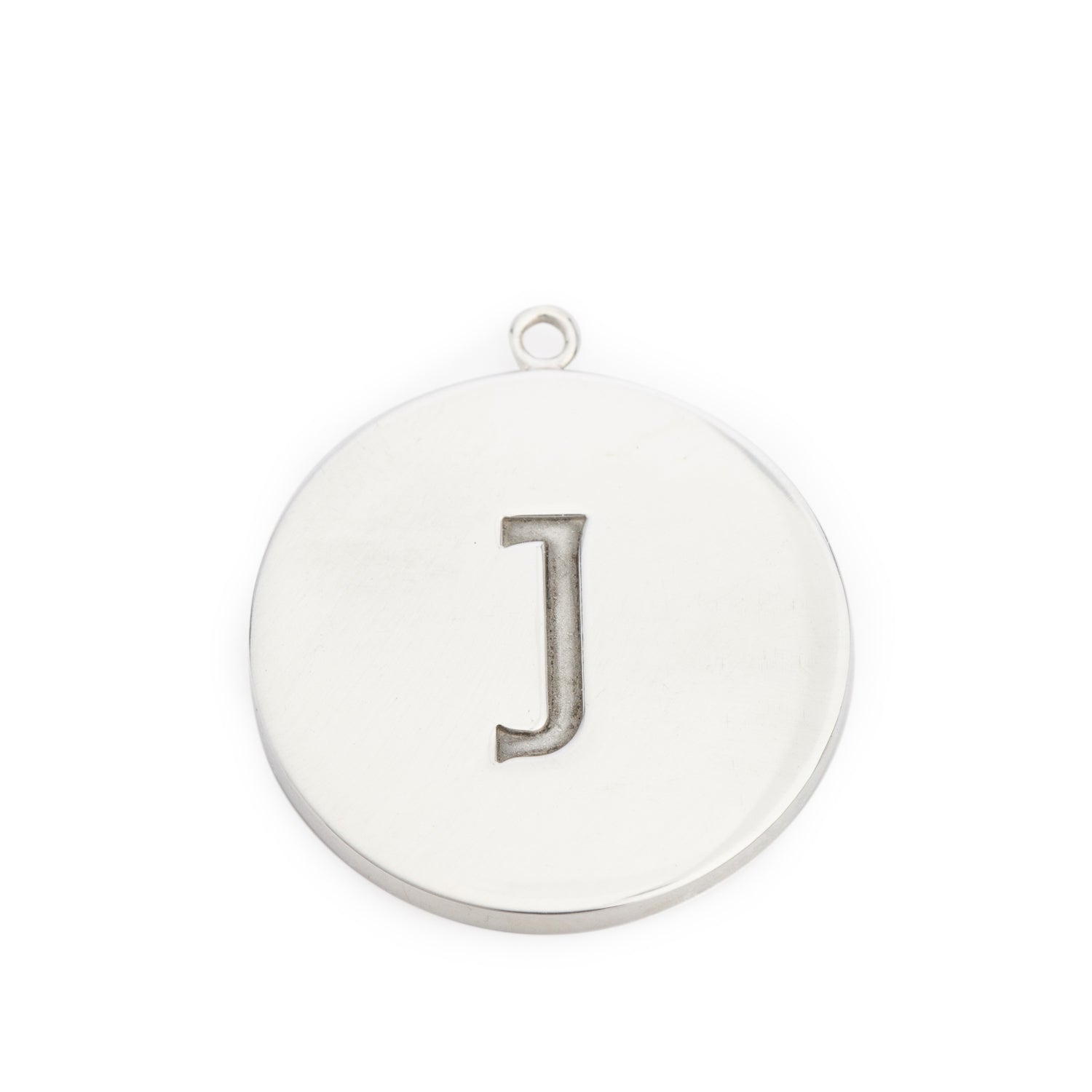 Tiffany & Co. Sterling Silver Alphabet Letter 'J' Round Tag Charm Pendant