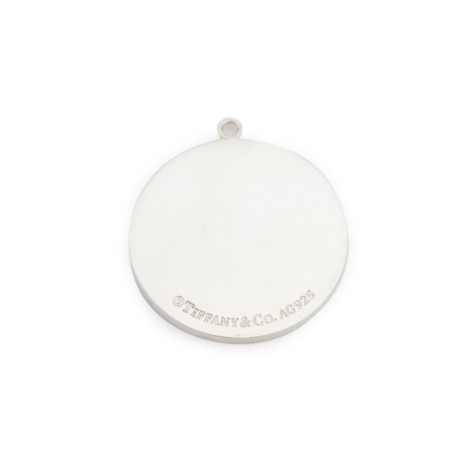 Tiffany & Co. Sterling Silver Alphabet Letter 'J' Round Tag Charm Pendant