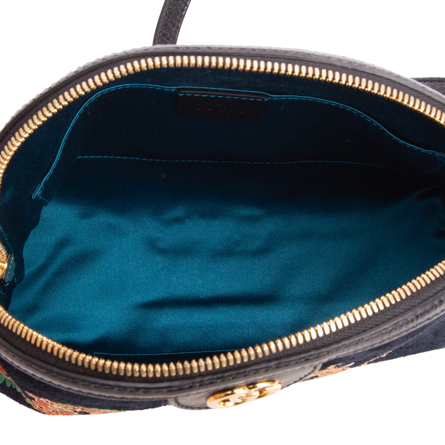 Gucci Blue Suede Patent Dragon Embroidered Small Ophidia Dome Shoulder Bag