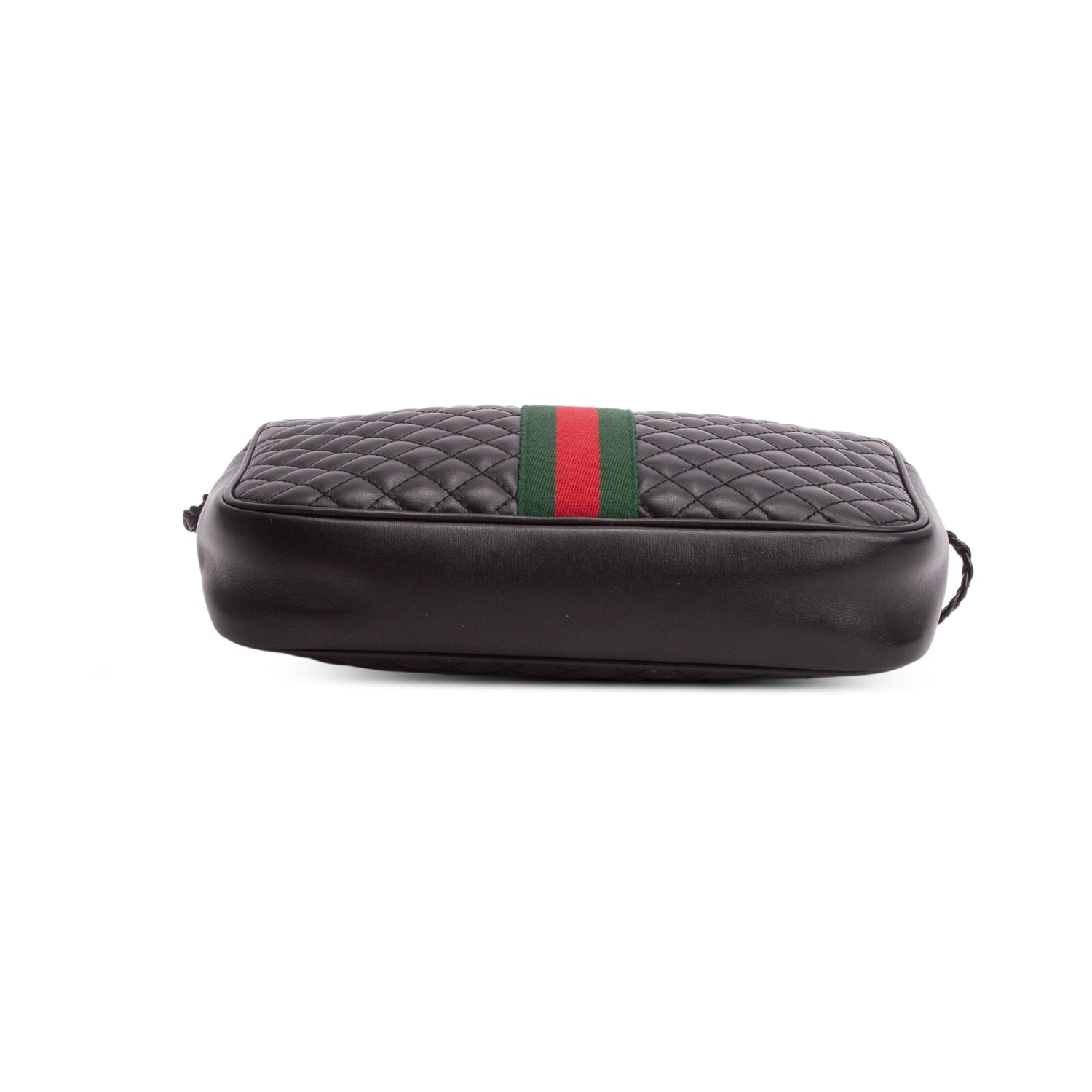 Gucci Black Calfskin Web Trapuntata Small GG Shoulder Bag