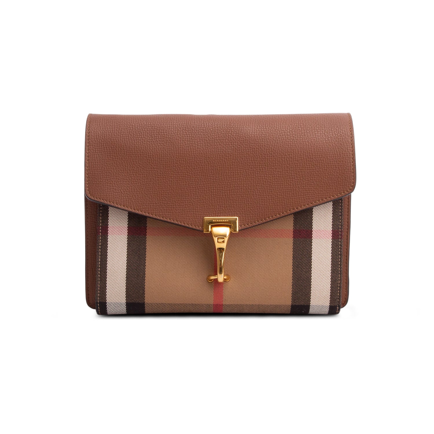Burberry Brown Derby Calfskin House Check Small Macken Crossbody Bag